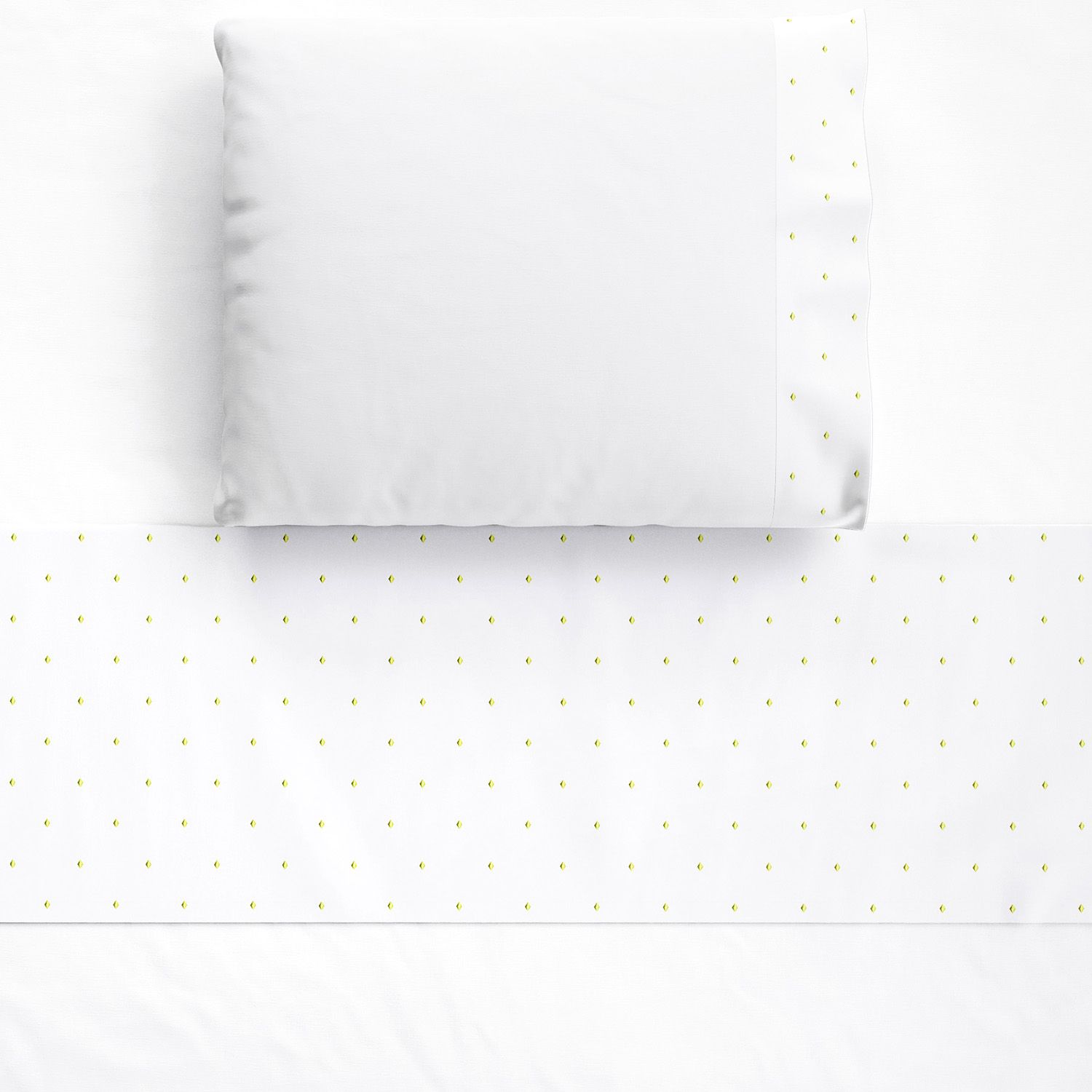 Jogo de Lençol Berço Bordado Losango Petit Amarelo 3 peças