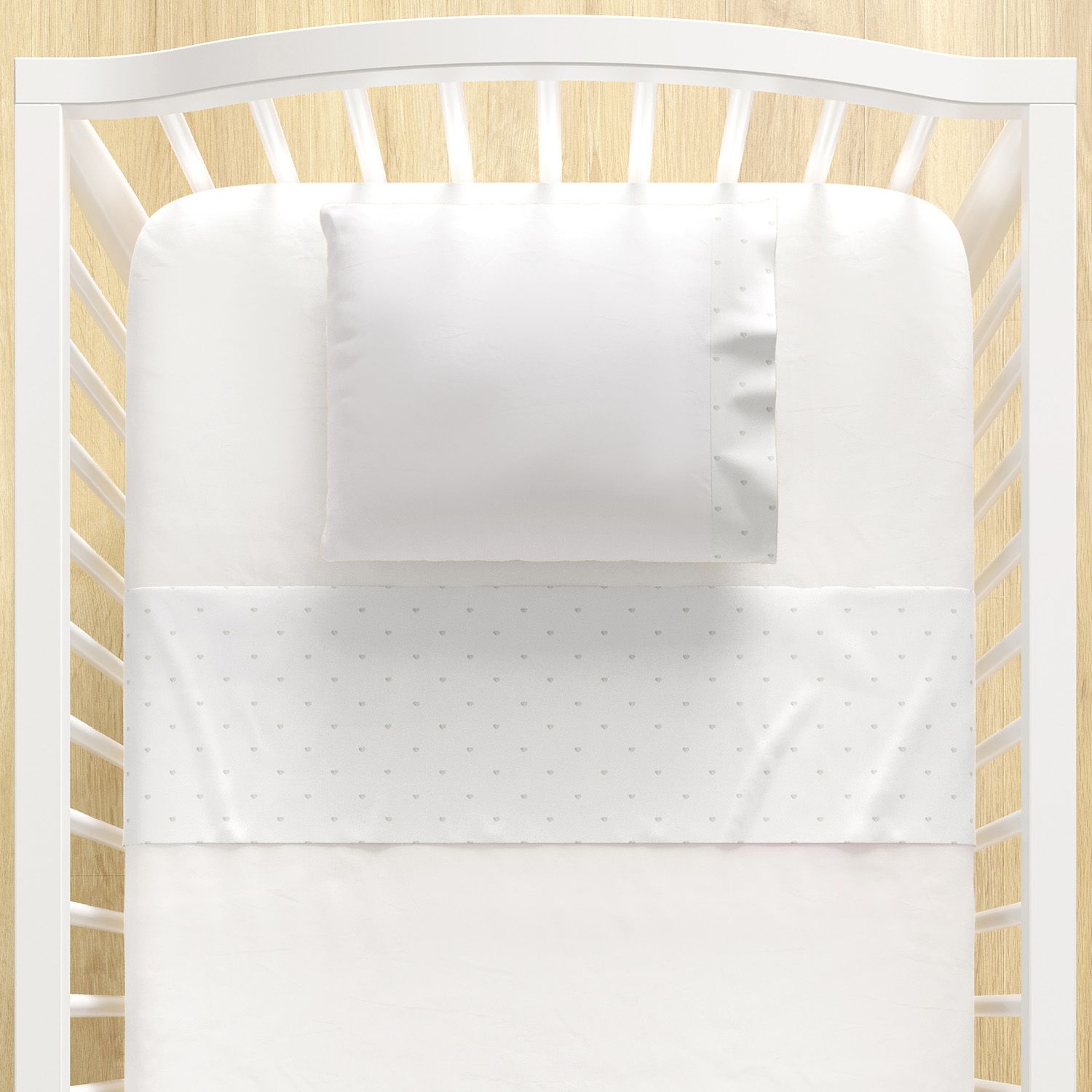 Jogo de Lençol Berço Bordado Coração Petit 3 peças