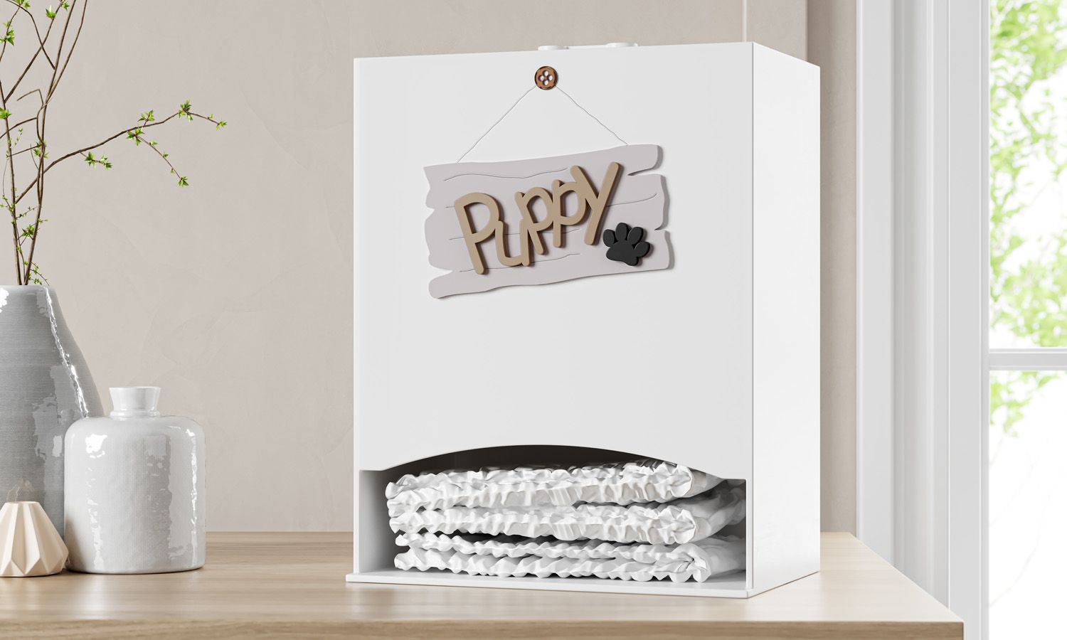 Porta Fraldas MDF Cachorrinho Puppy