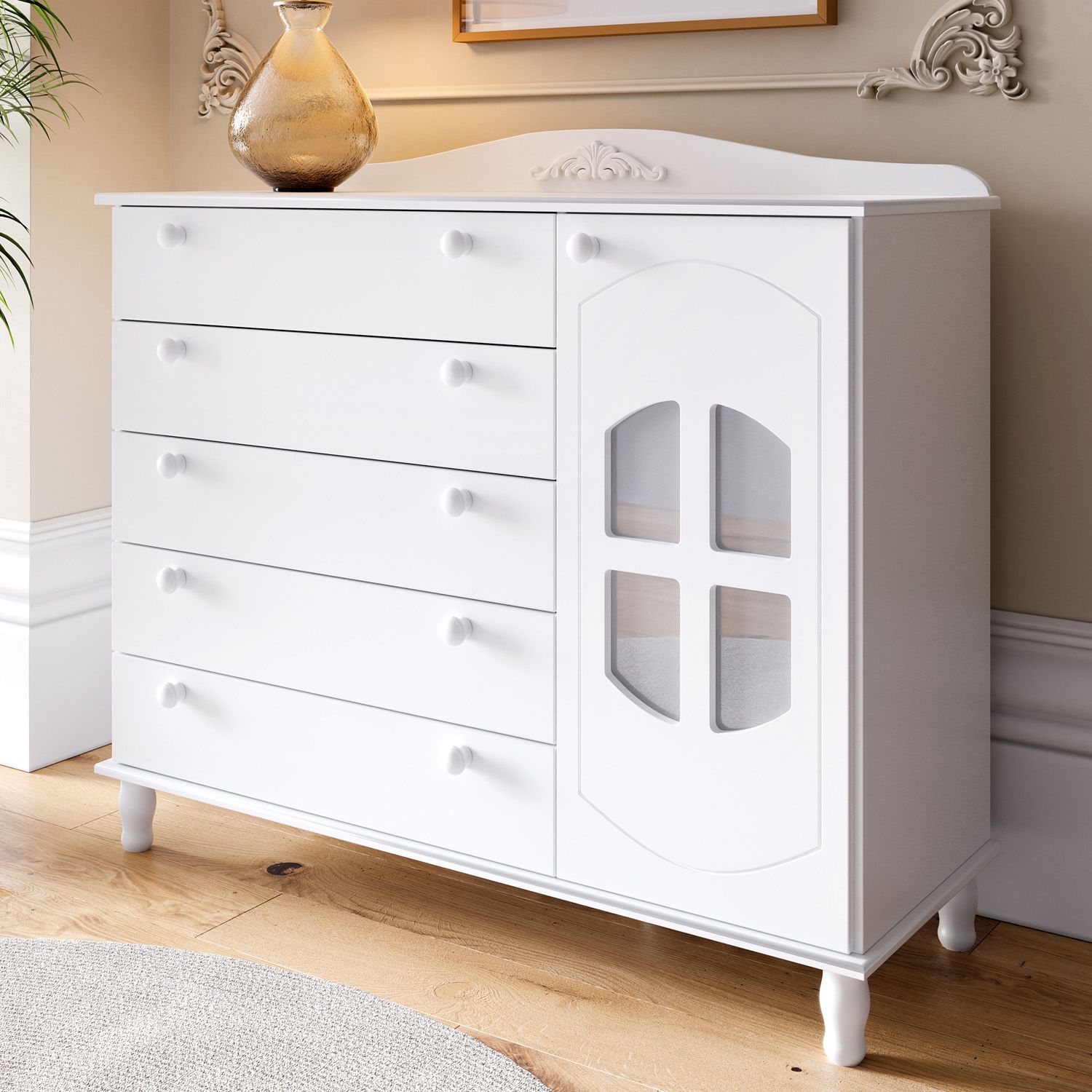 Cômoda Infantil Branco com Porta Colonial