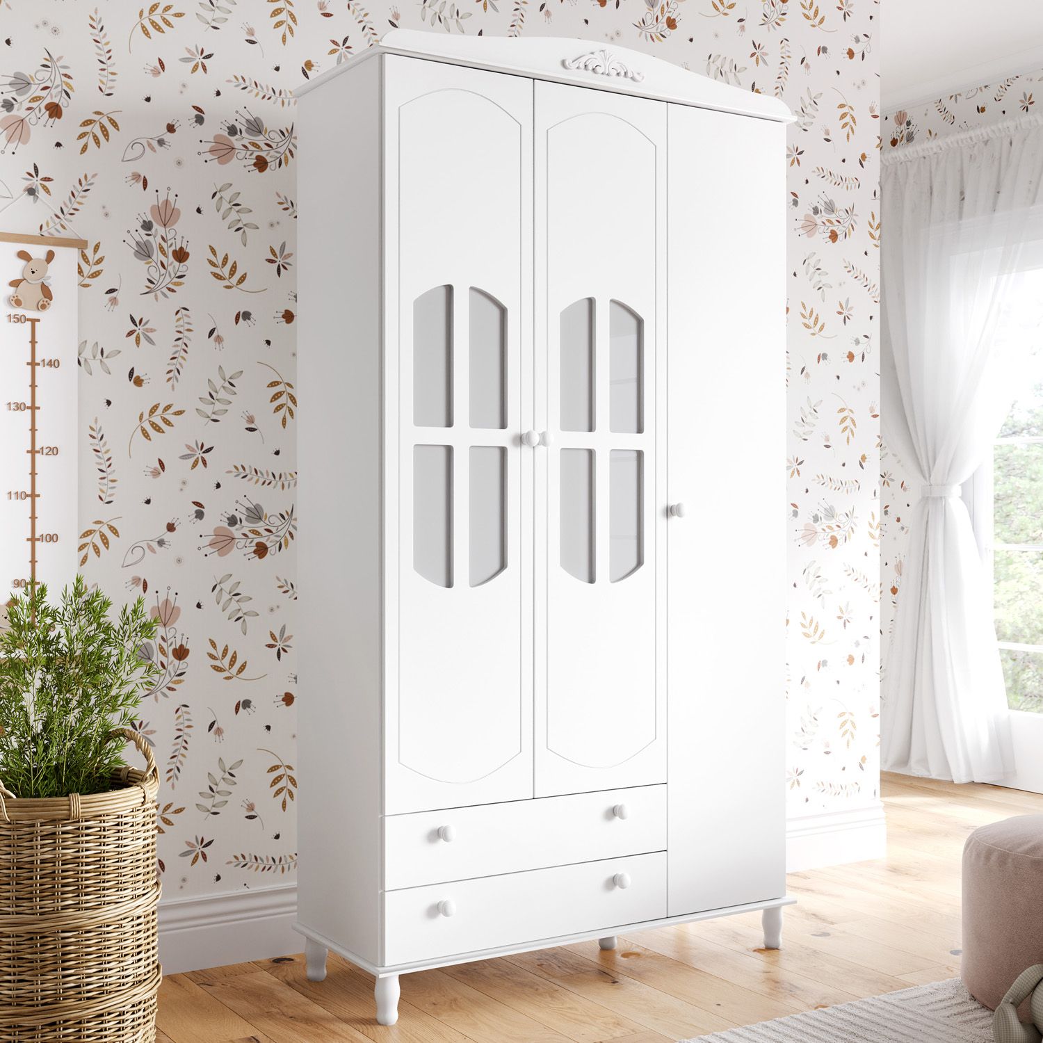 Guarda Roupa Infantil Branco 3 Portas Colonial