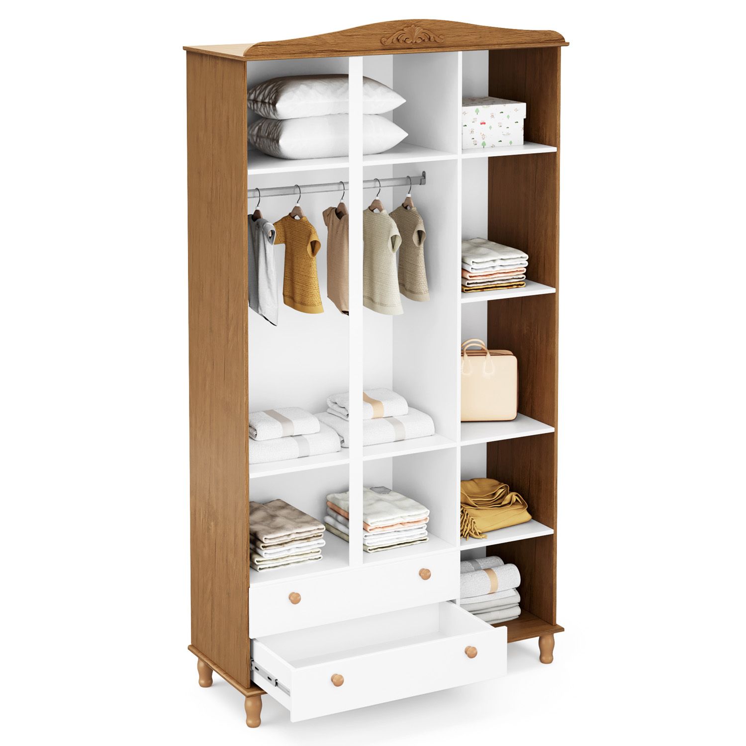 Guarda Roupa Infantil Branco 3 Portas Colonial