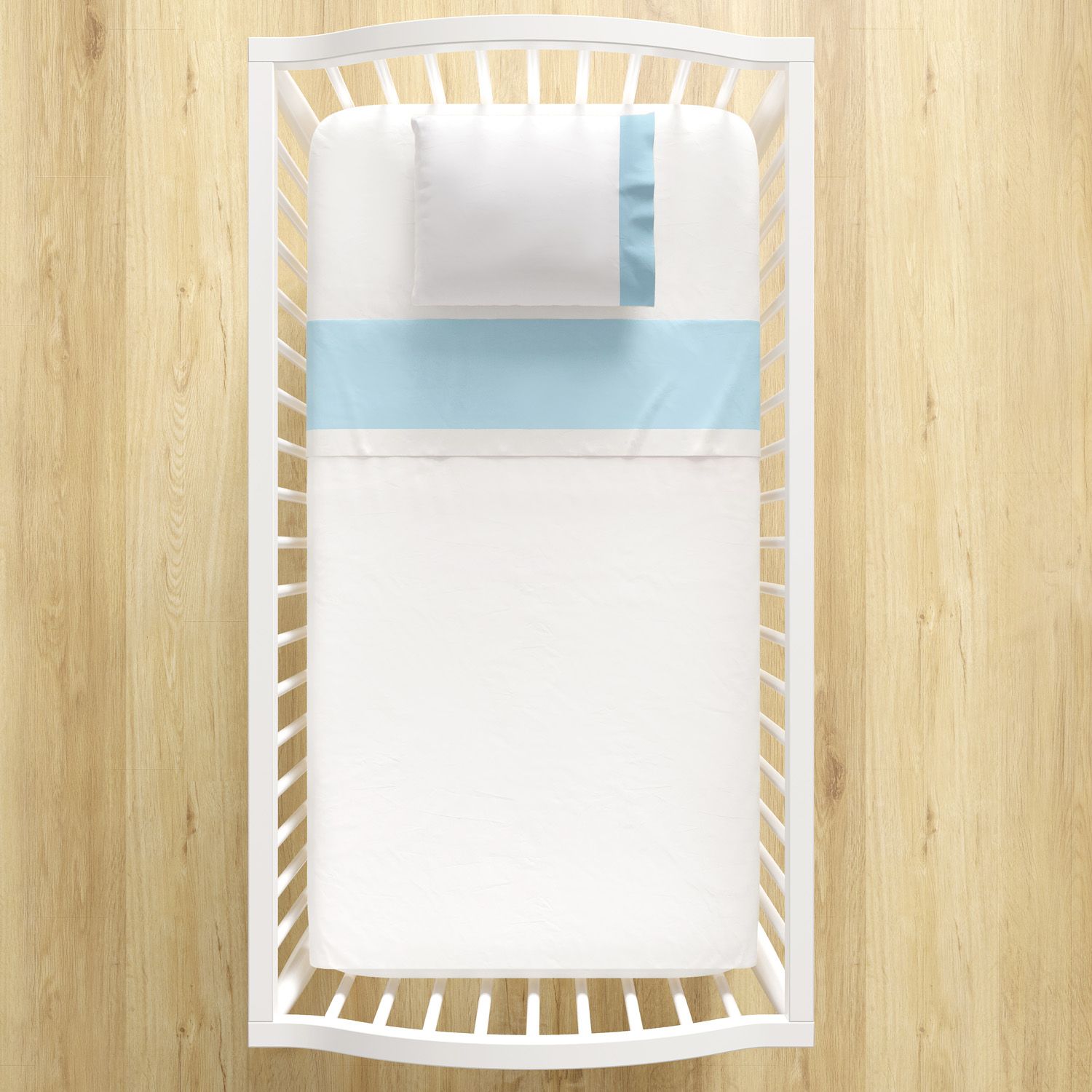 Jogo de Lençol Berço Azul e Branco 3 peças