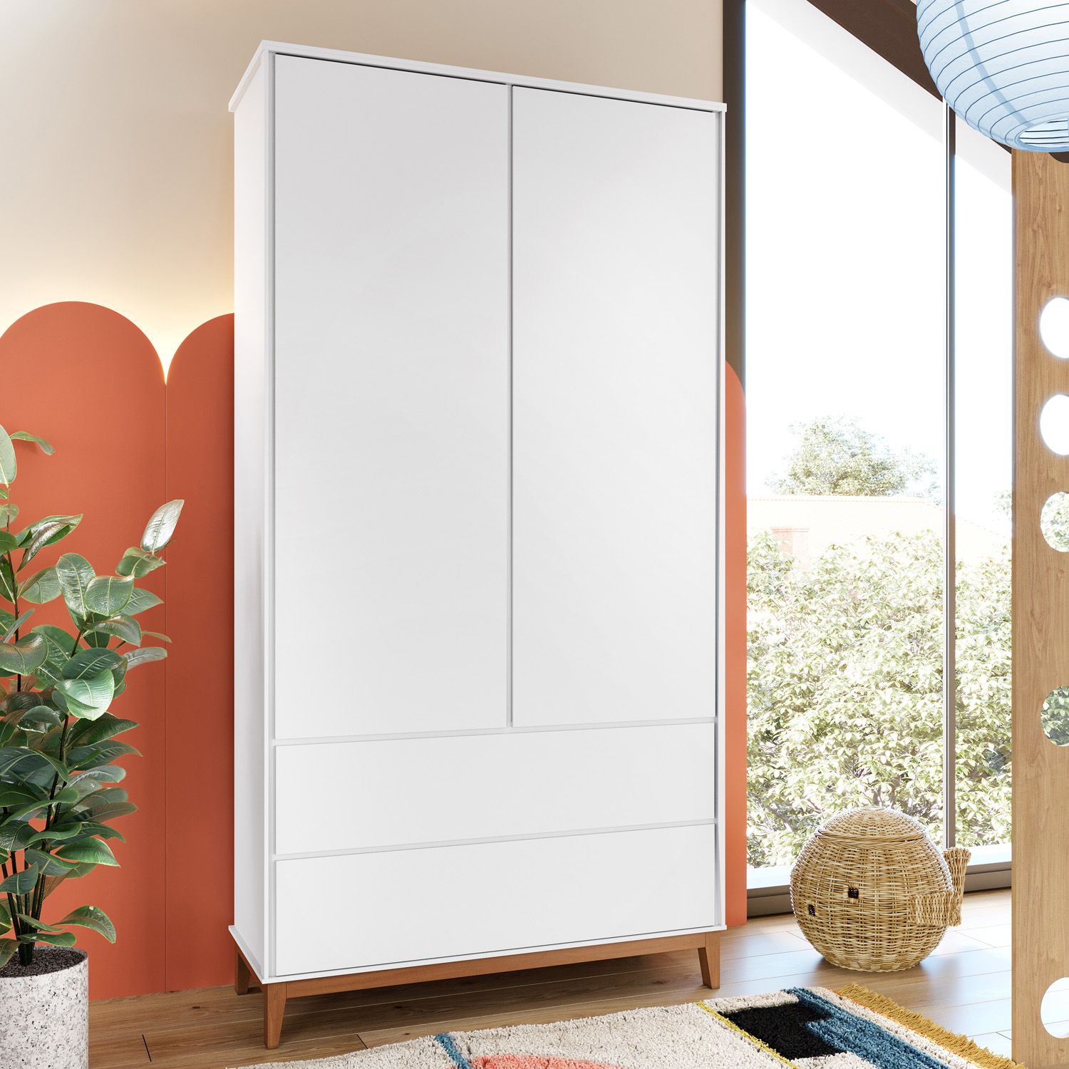 Guarda Roupa Infantil Branco 2 Portas Nordic