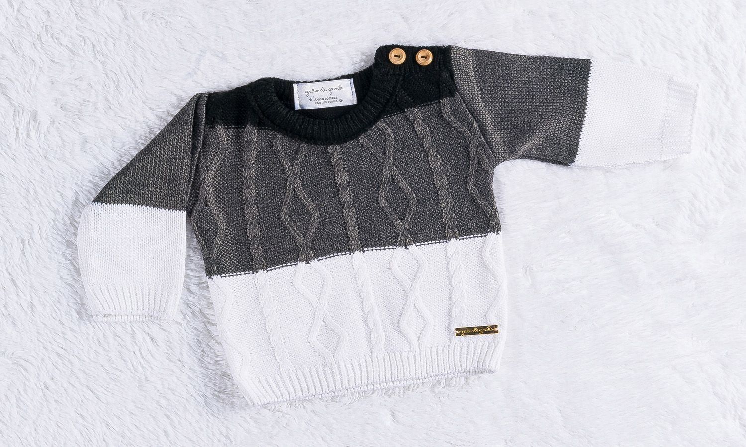 Casaquinho Tricot Trança Cinza Napolitano