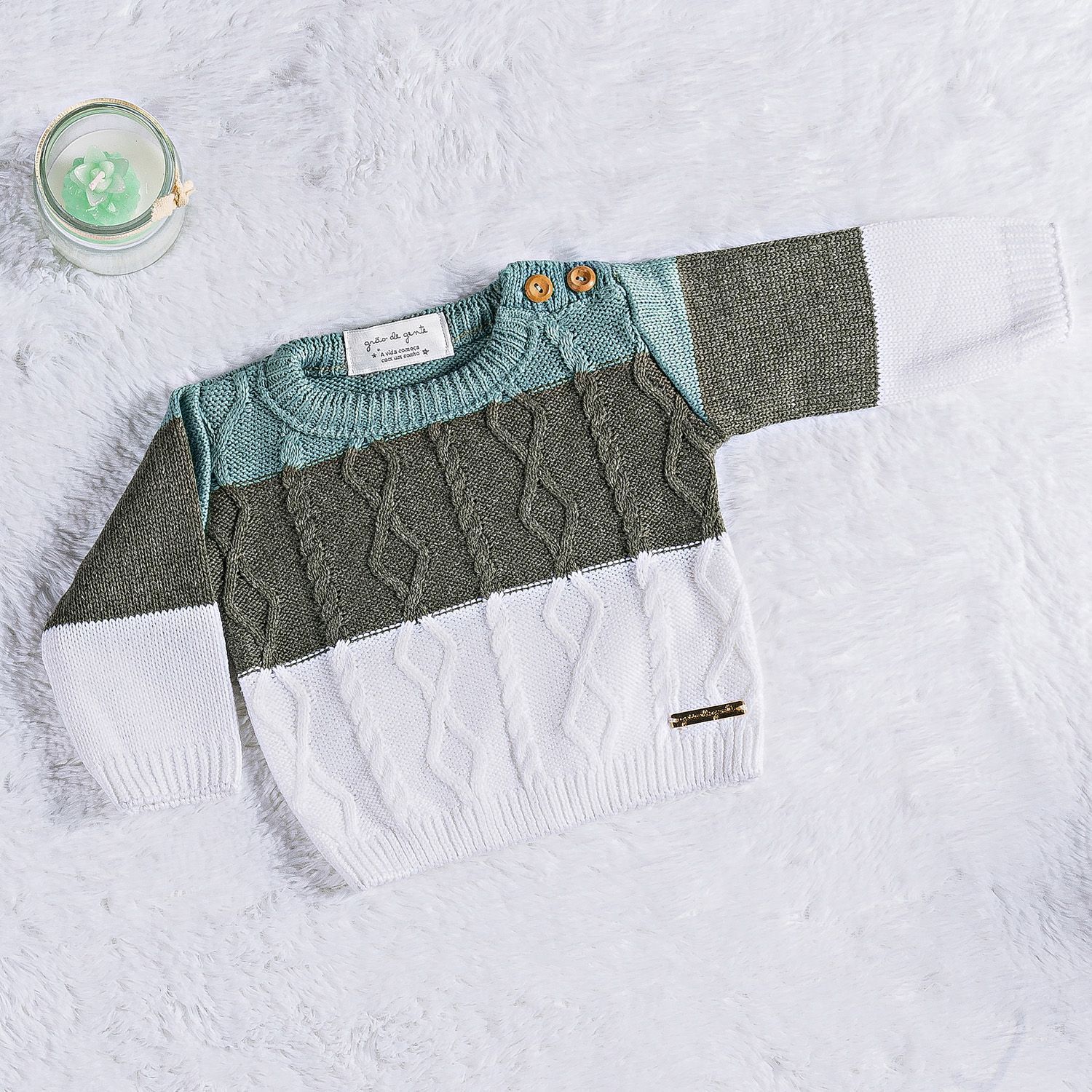 Casaquinho Tricot Trança Cinza Napolitano