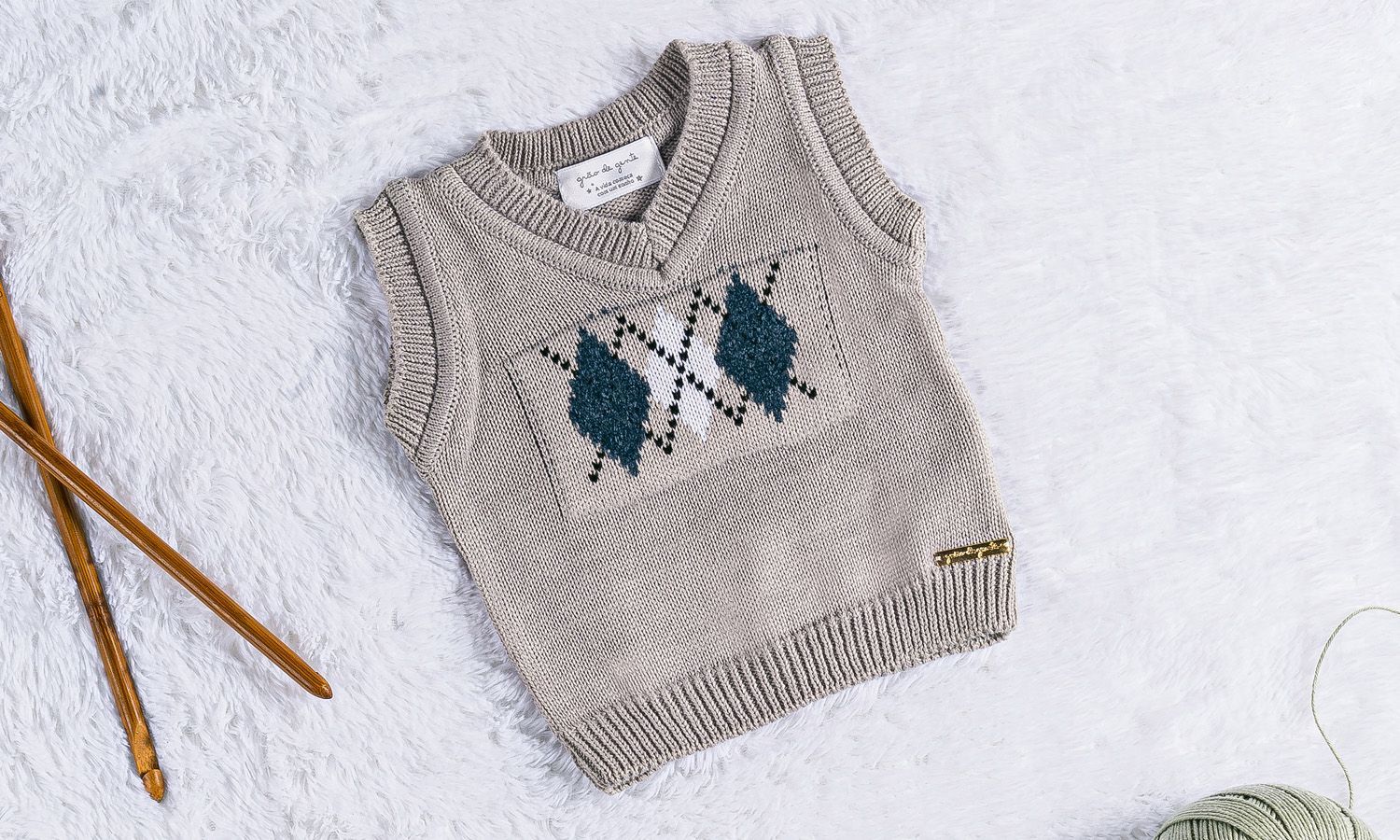 Colete Tricot Argyle Avelã