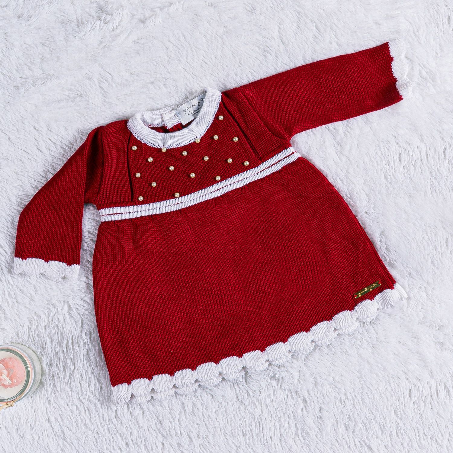 Vestido Tricot com Pérolas Verde