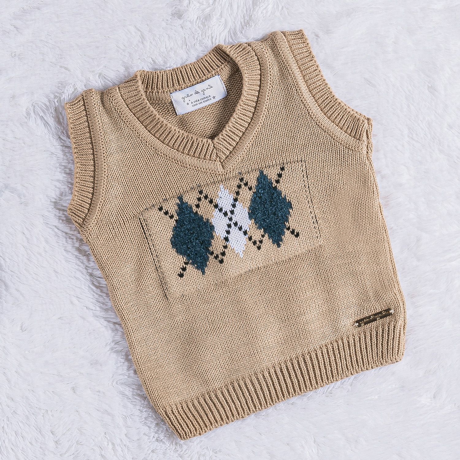 Colete Tricot Argyle Avelã