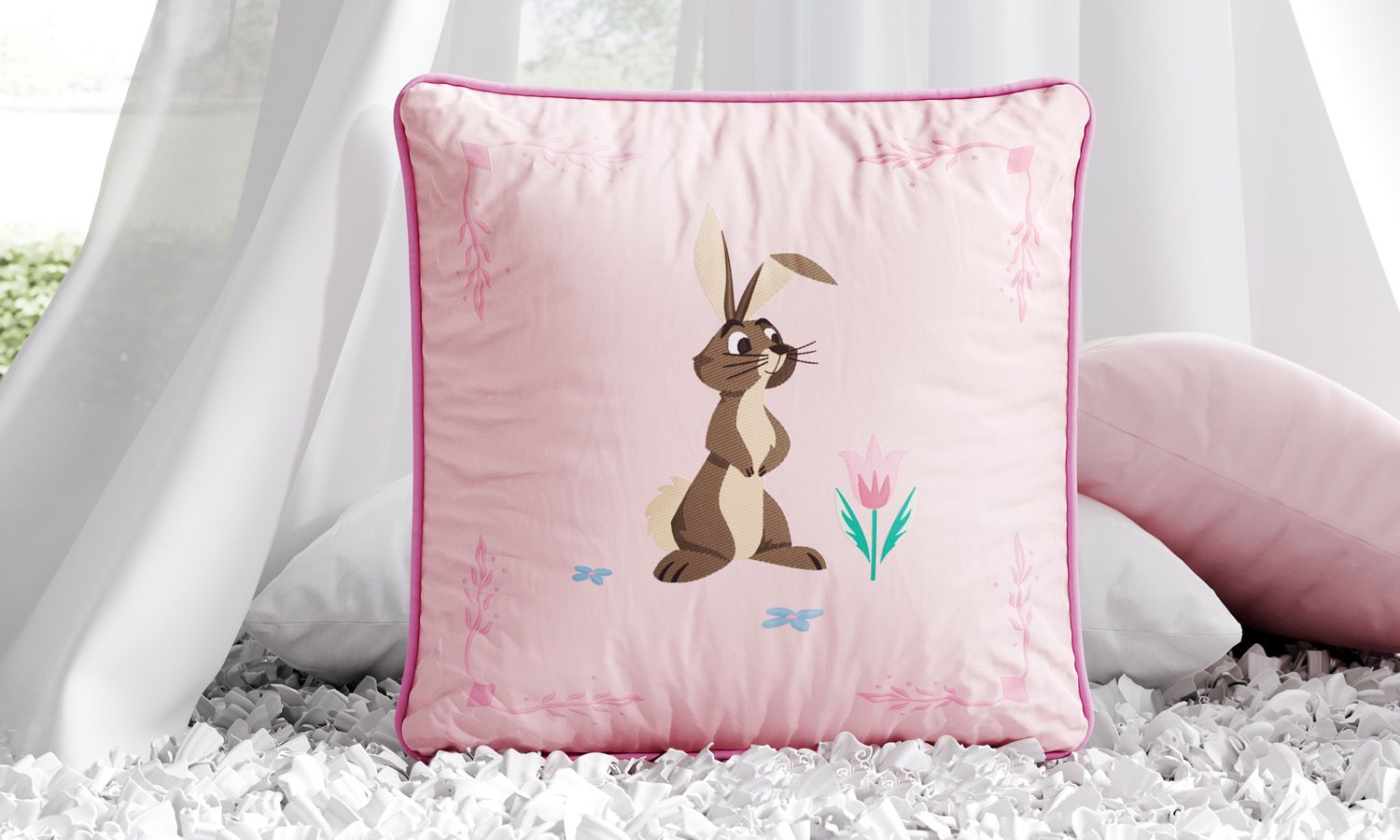 Almofada Quadrada Coelhinho do Bosque 30cm