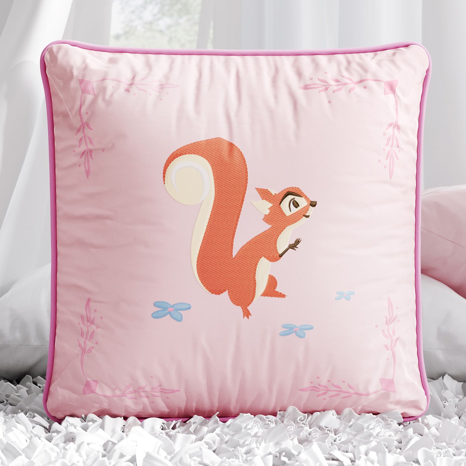 Almofada Quadrada Esquilo do Bosque 30cm