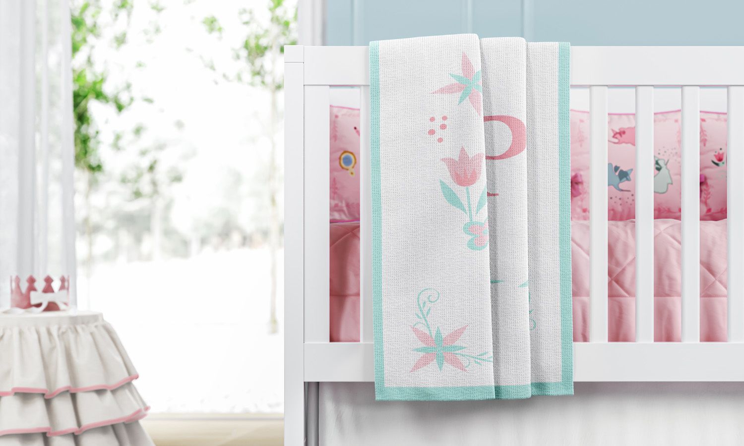 Manta Bebê Tricot Princesa Personalizada 1ª Letra do Nome Bebê 1m