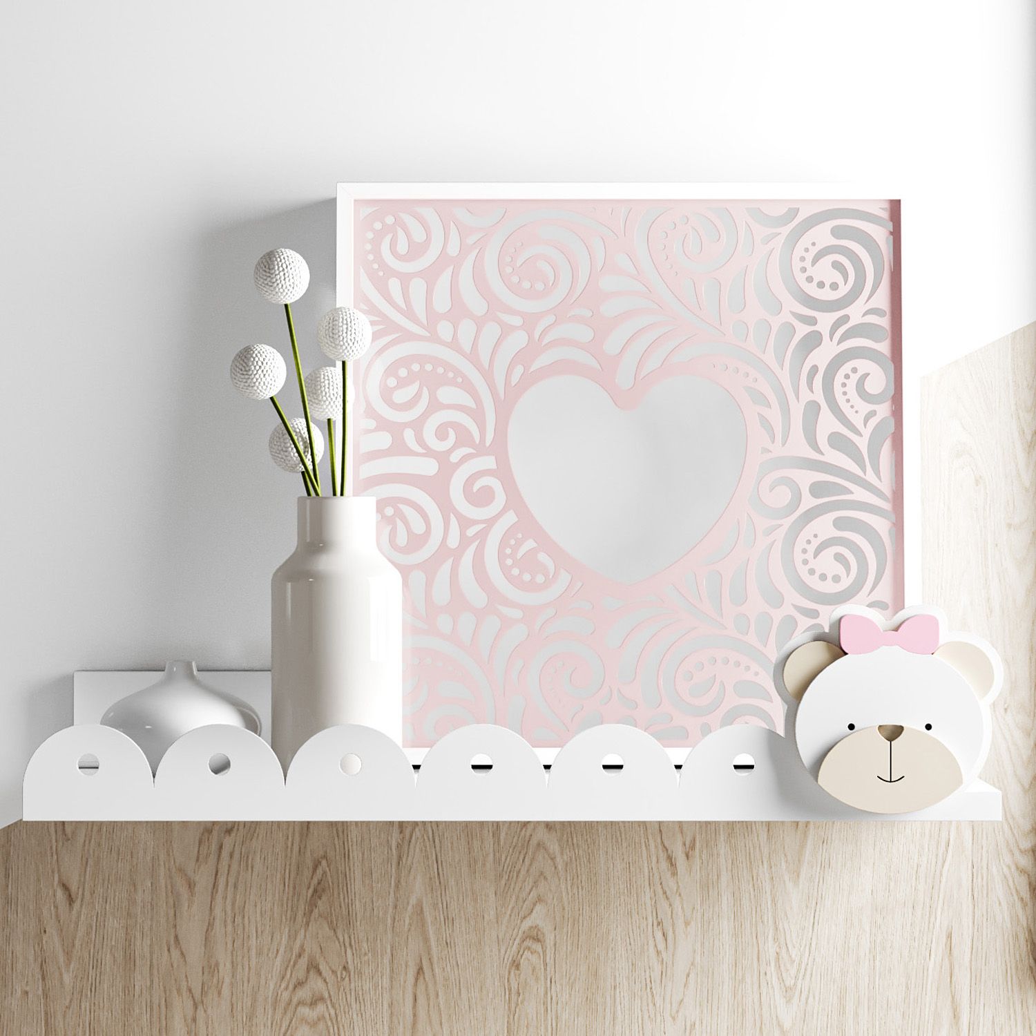 Prateleira MDF Ursinha Clássica Rosa