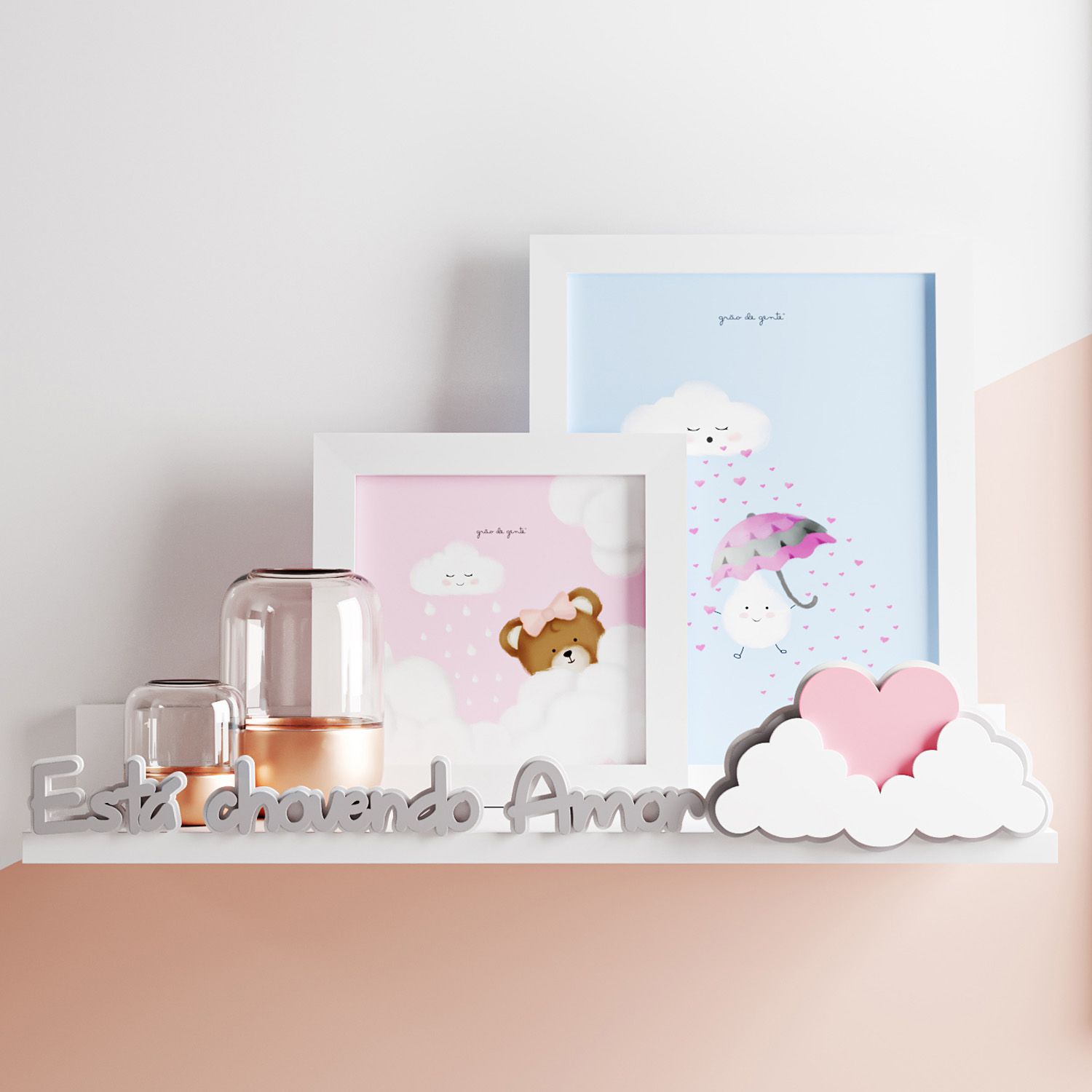 Prateleira MDF Chuva de Amor Rosa