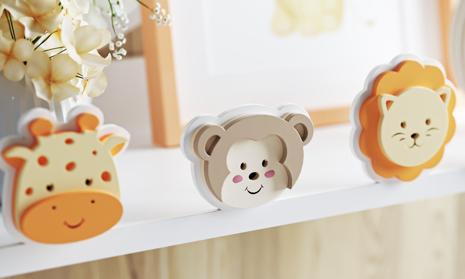 Prateleira MDF Amiguinhos Safári