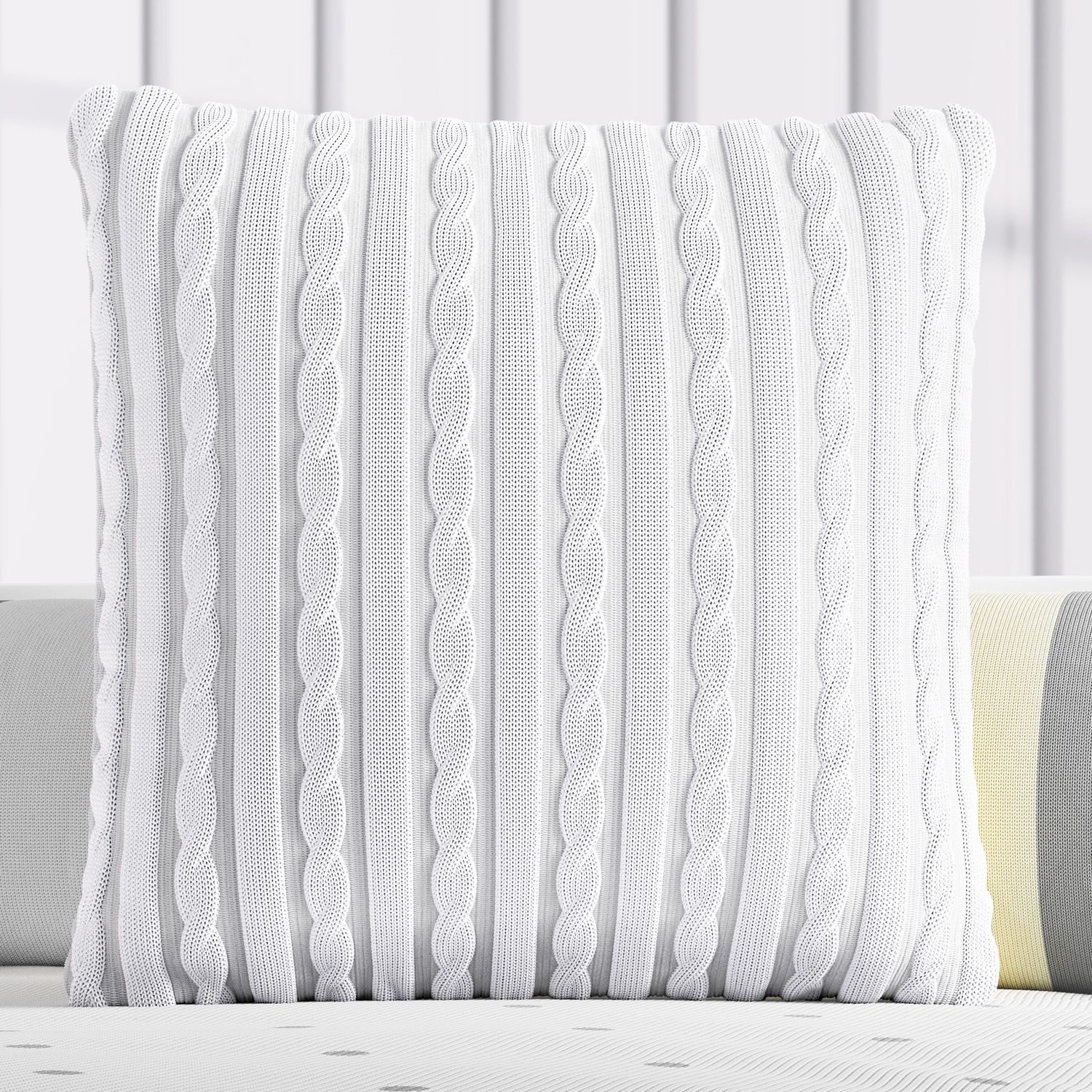 Almofada Quadrada Tricot Trança Cinza 38cm