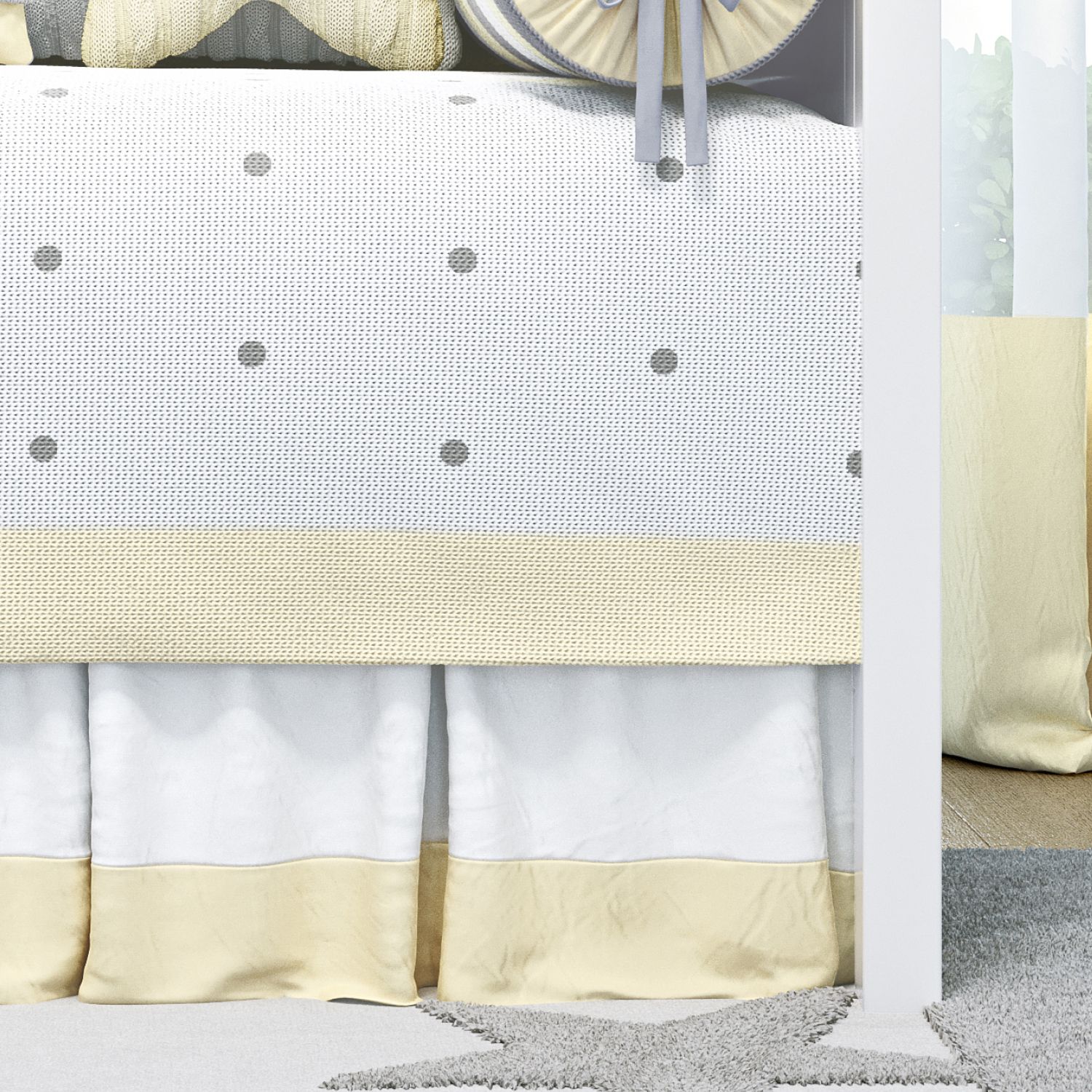 Saia de Cama Babá Branco/Rosa