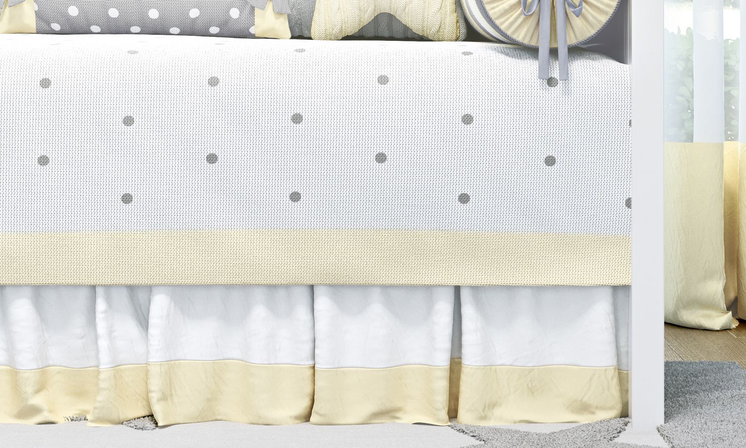 Saia de Cama Babá Branco/Rosa