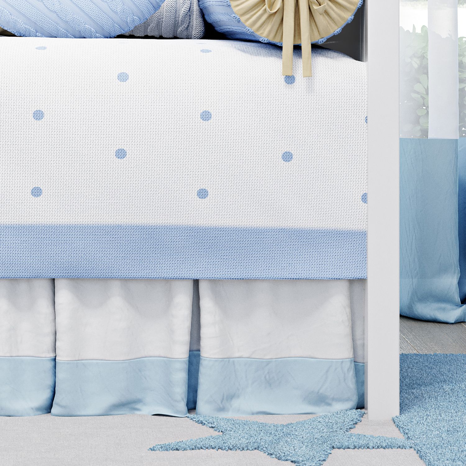 Saia de Cama Babá Branco/Rosa