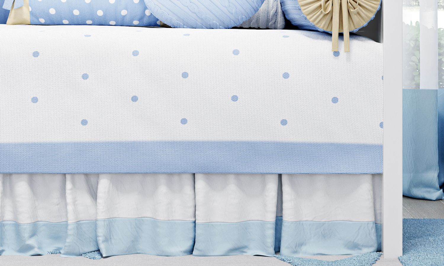 Saia de Cama Babá Branco/Rosa