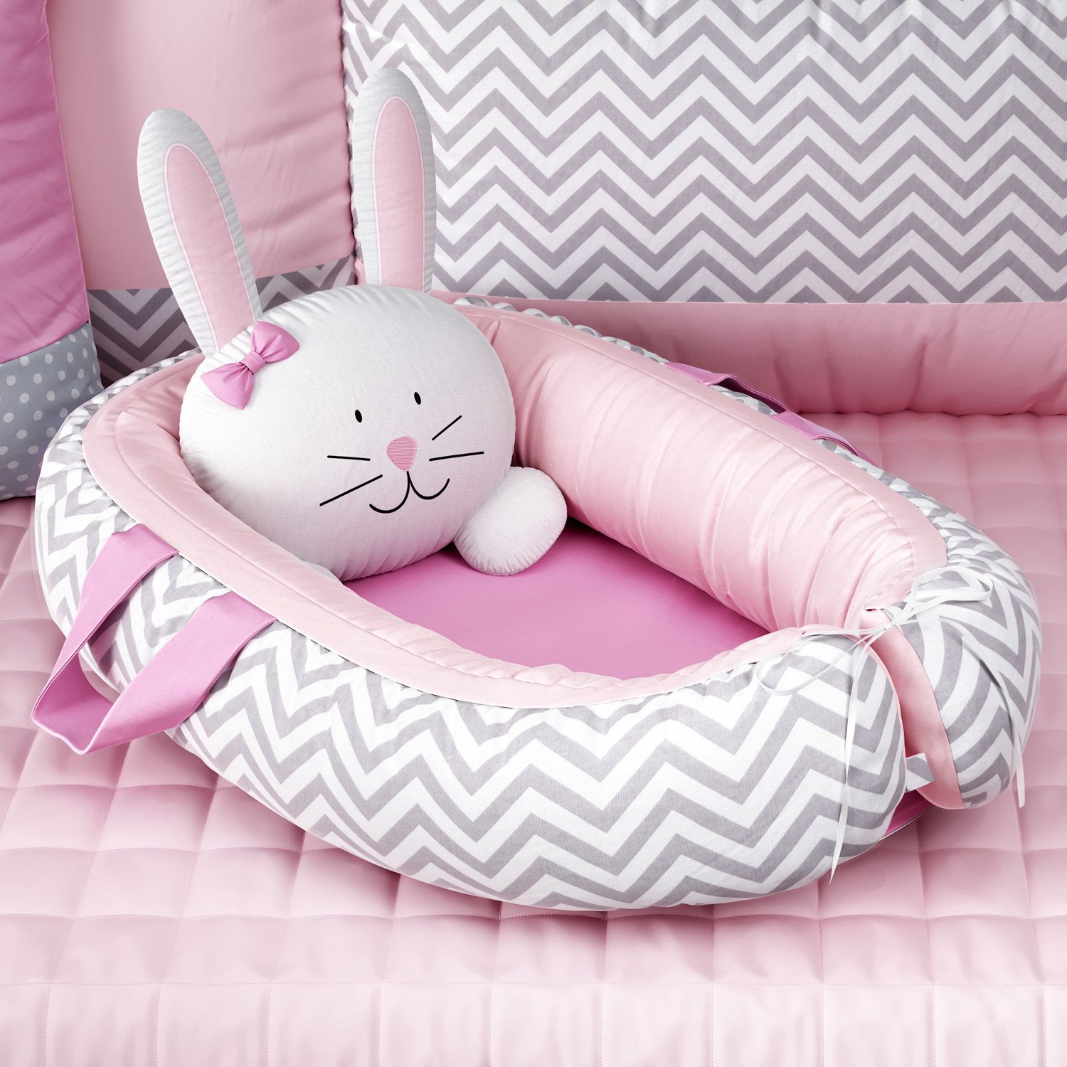 Ninho para Bebê Redutor de Berço Amiguinha Coelhinha Rosa 75cm