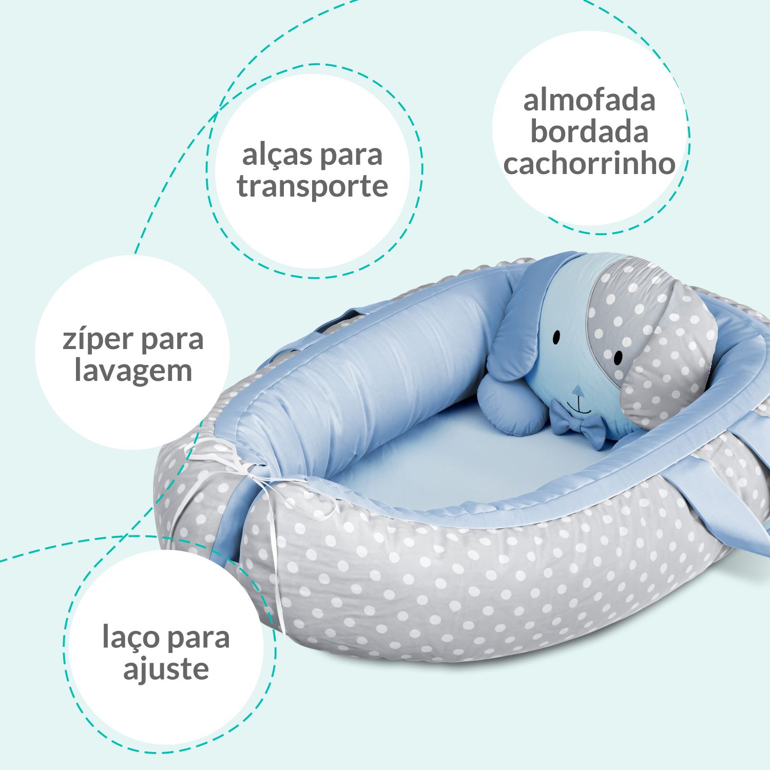 Ninho para Bebê Redutor de Berço Amiguinha Cachorrinha Rosa 75cm