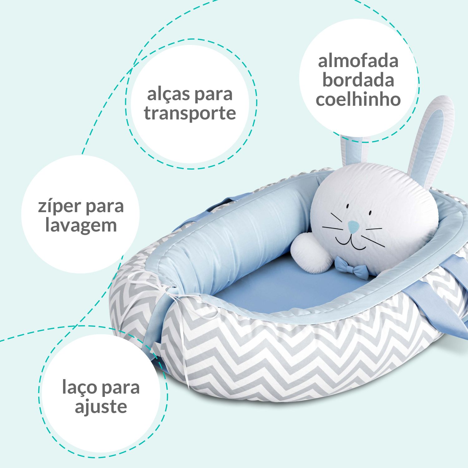 Ninho para Bebê Redutor de Berço Amiguinha Coelhinha Rosa 75cm