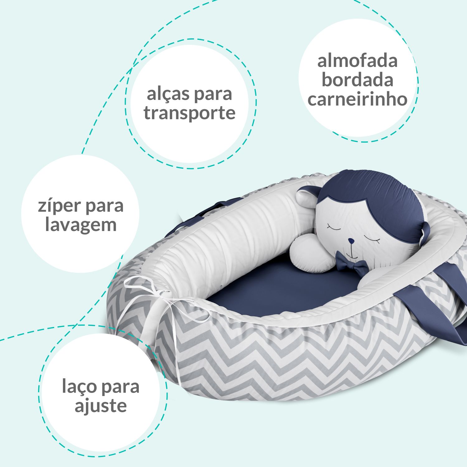 Ninho para Bebê Redutor de Berço Amiguinha Ovelhinha Rosa 75cm