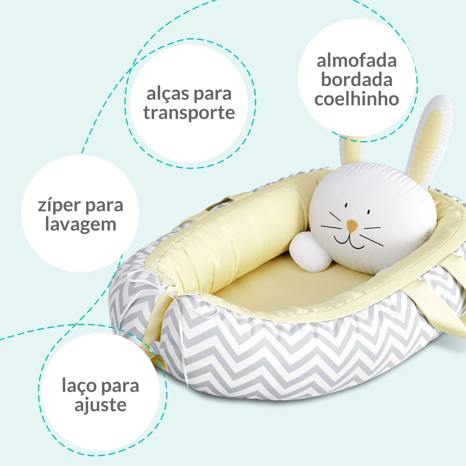 Ninho para Bebê Redutor de Berço Amiguinha Coelhinha Rosa 75cm