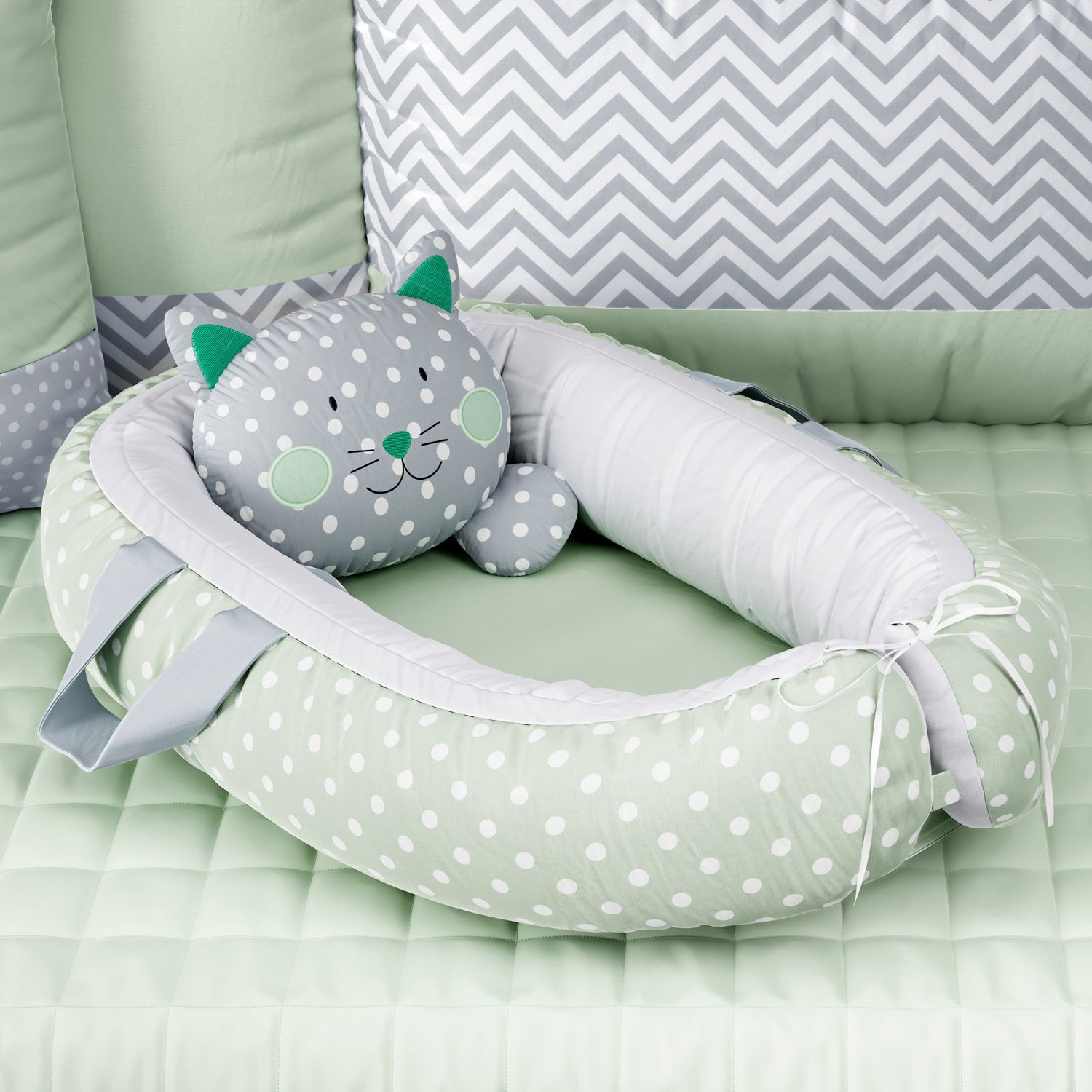 Ninho para Bebê Redutor de Berço Amiguinha Gatinha Rosa 75cm