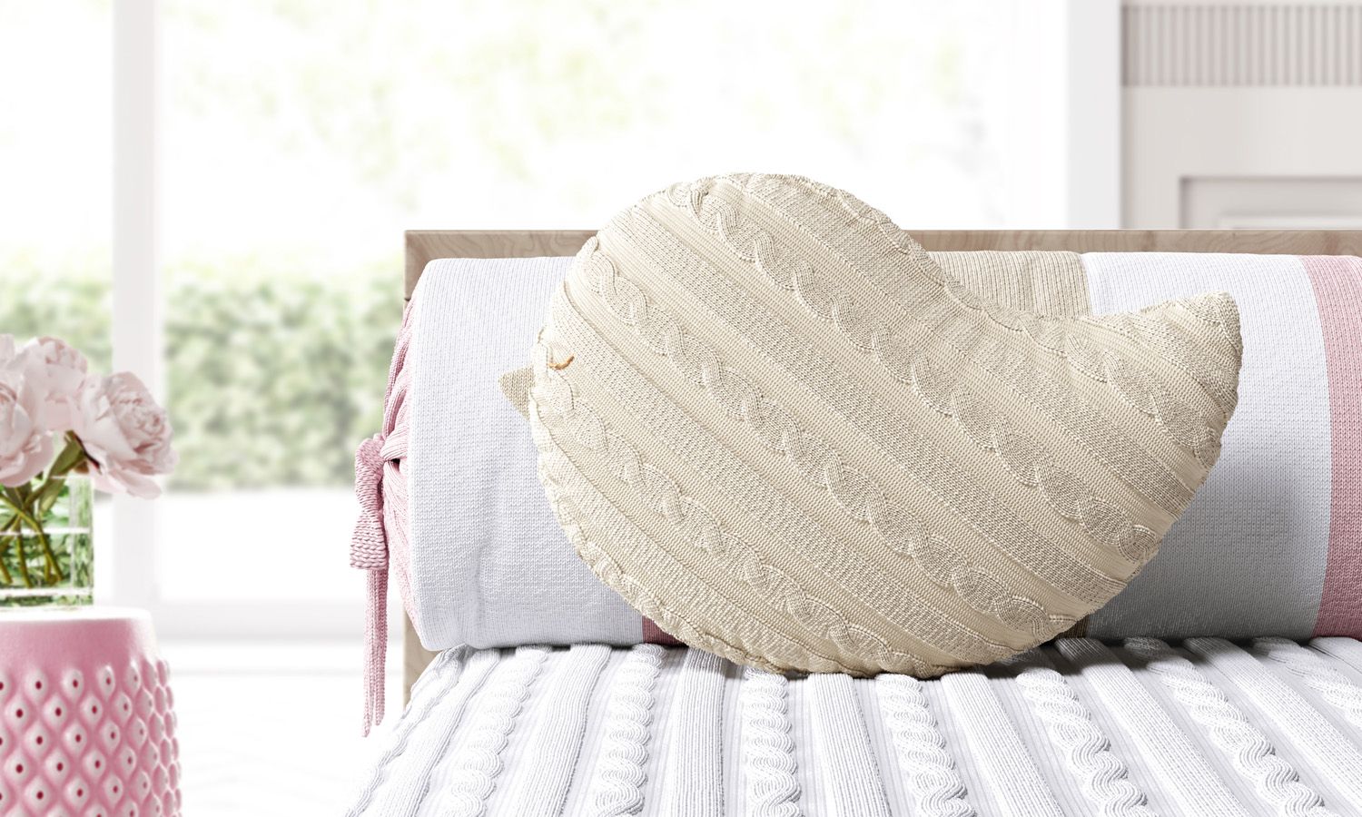 Almofada Passarinho Tricot Azul 30cm