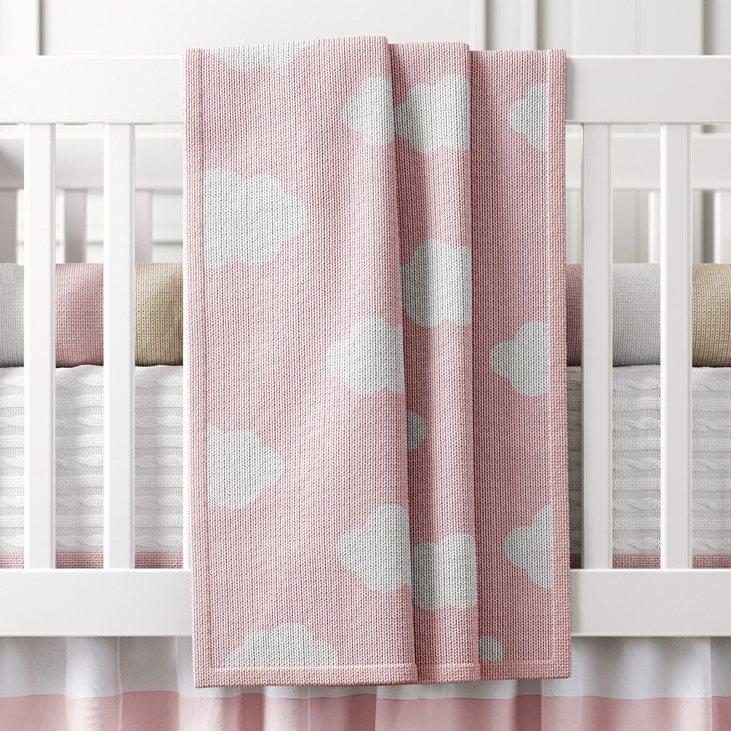 Manta Bebê Tricot Nuvem Rosa 1M