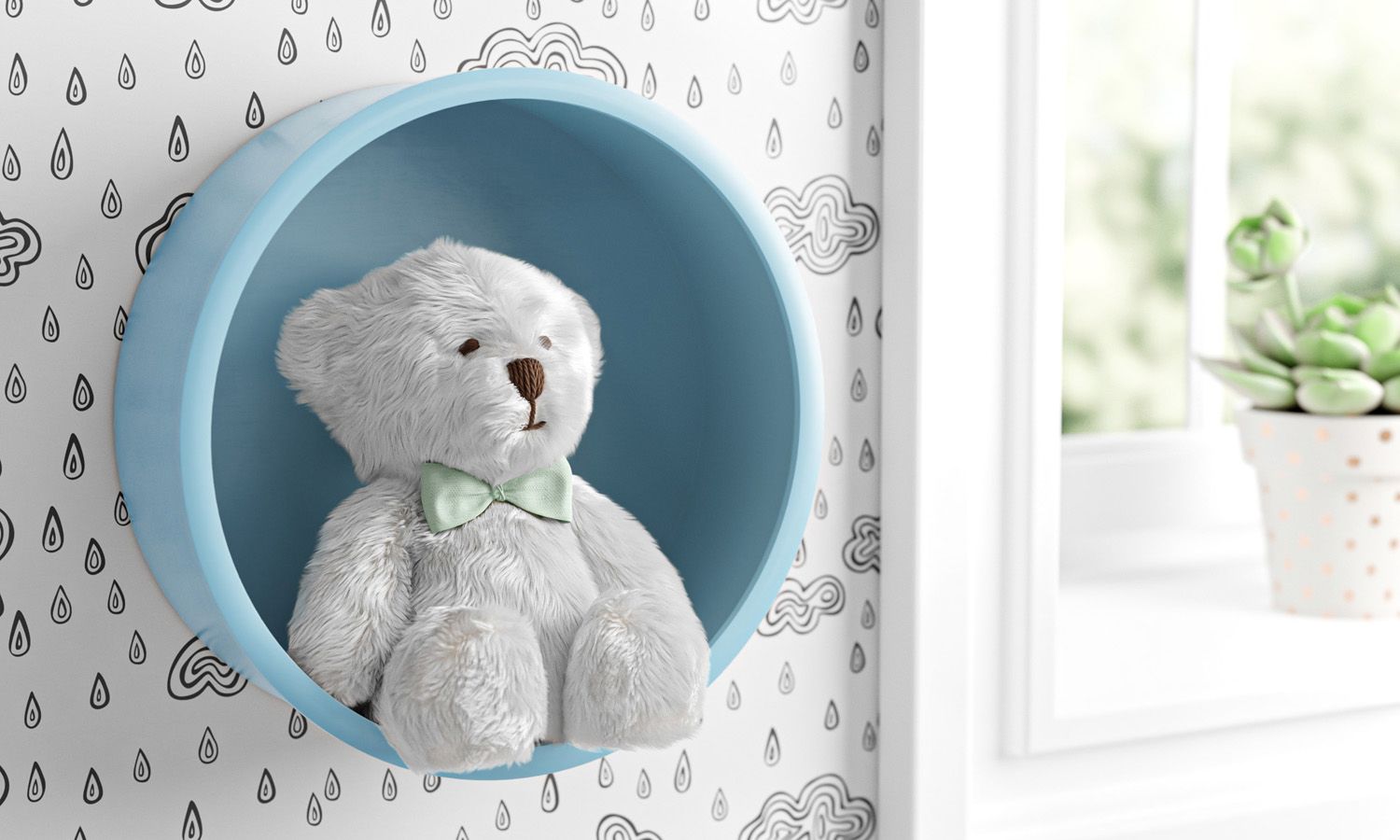 Nicho de Madeira Redondo Amarelo 30cm