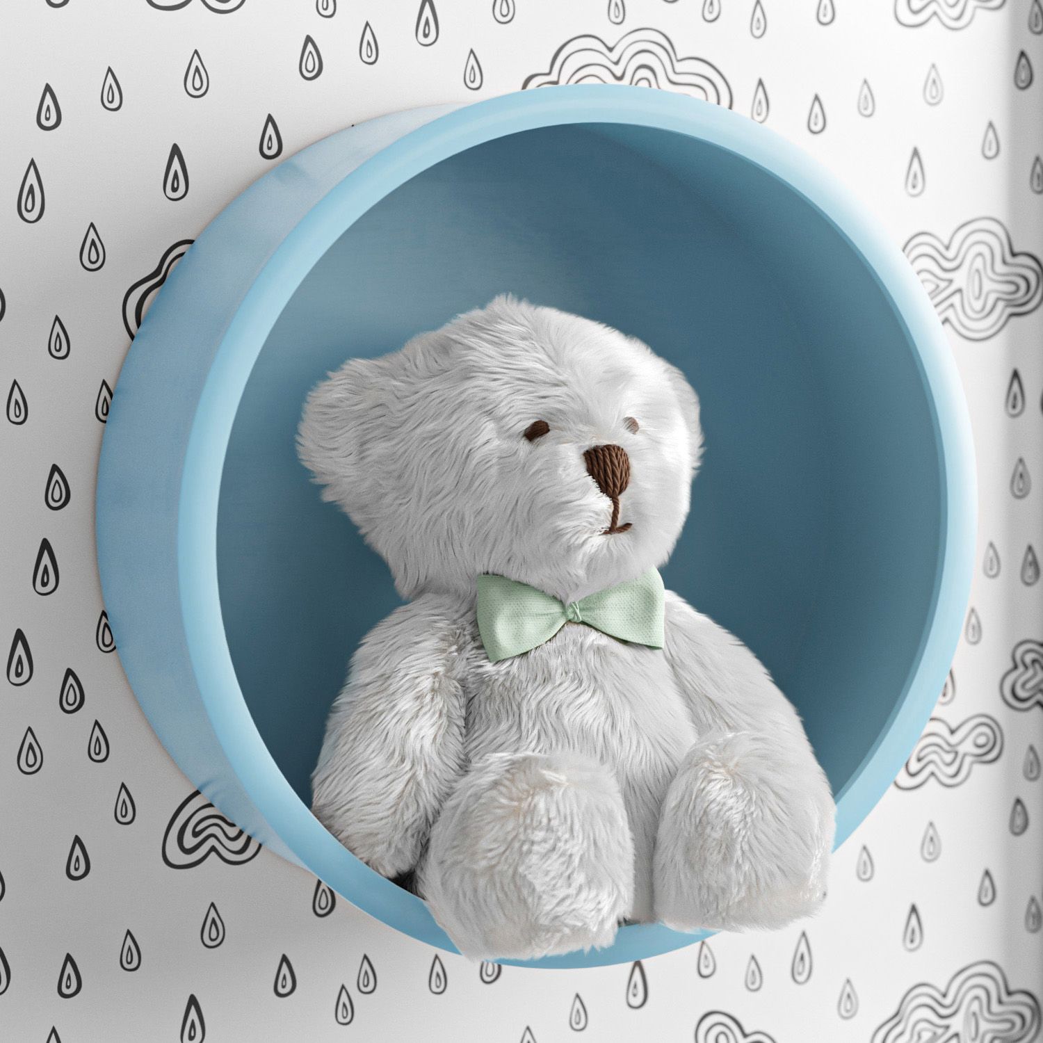 Nicho de Madeira Redondo Amarelo 30cm