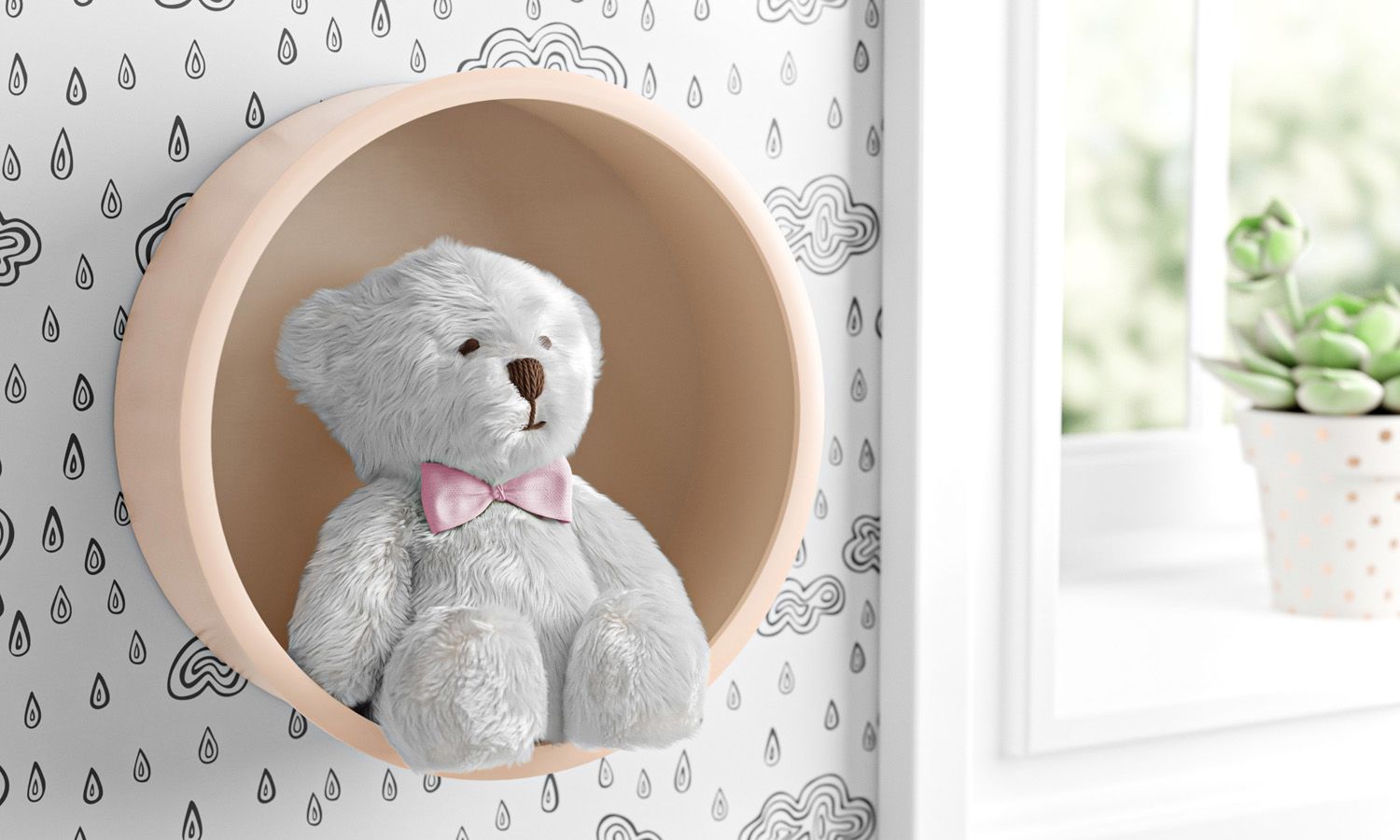 Nicho de Madeira Redondo Amarelo 30cm