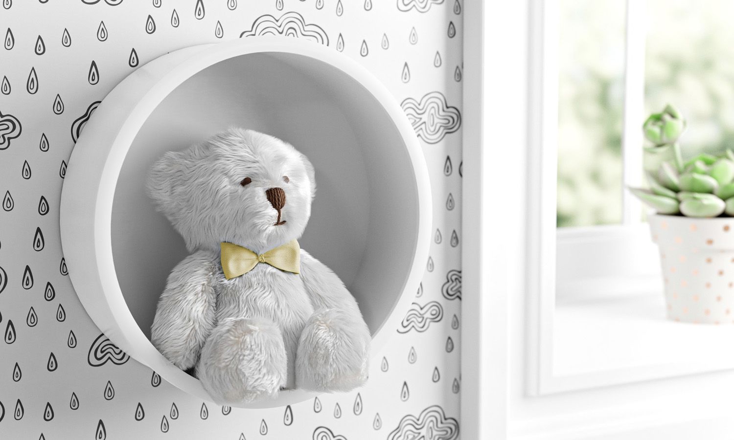 Nicho de Madeira Redondo Amarelo 30cm