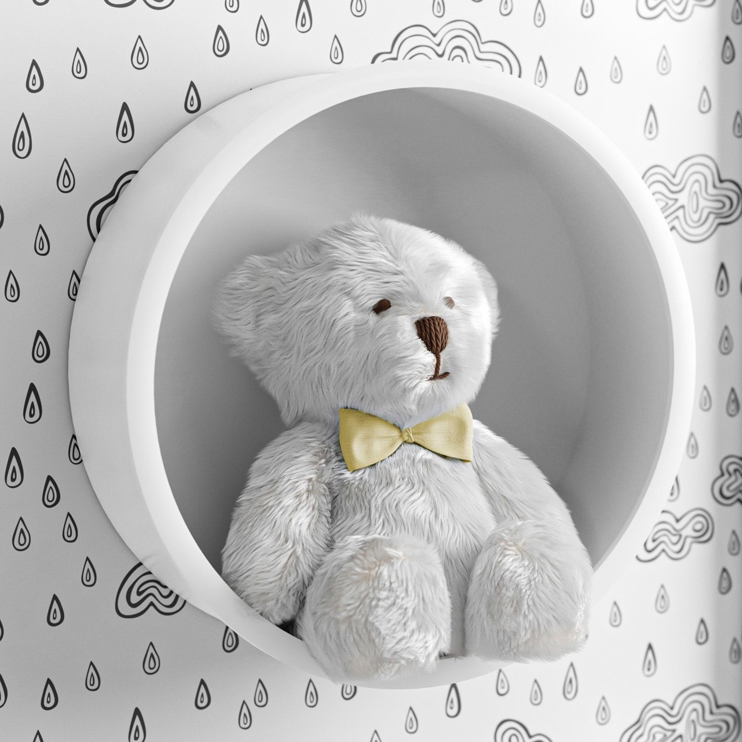 Nicho de Madeira Redondo Amarelo 30cm