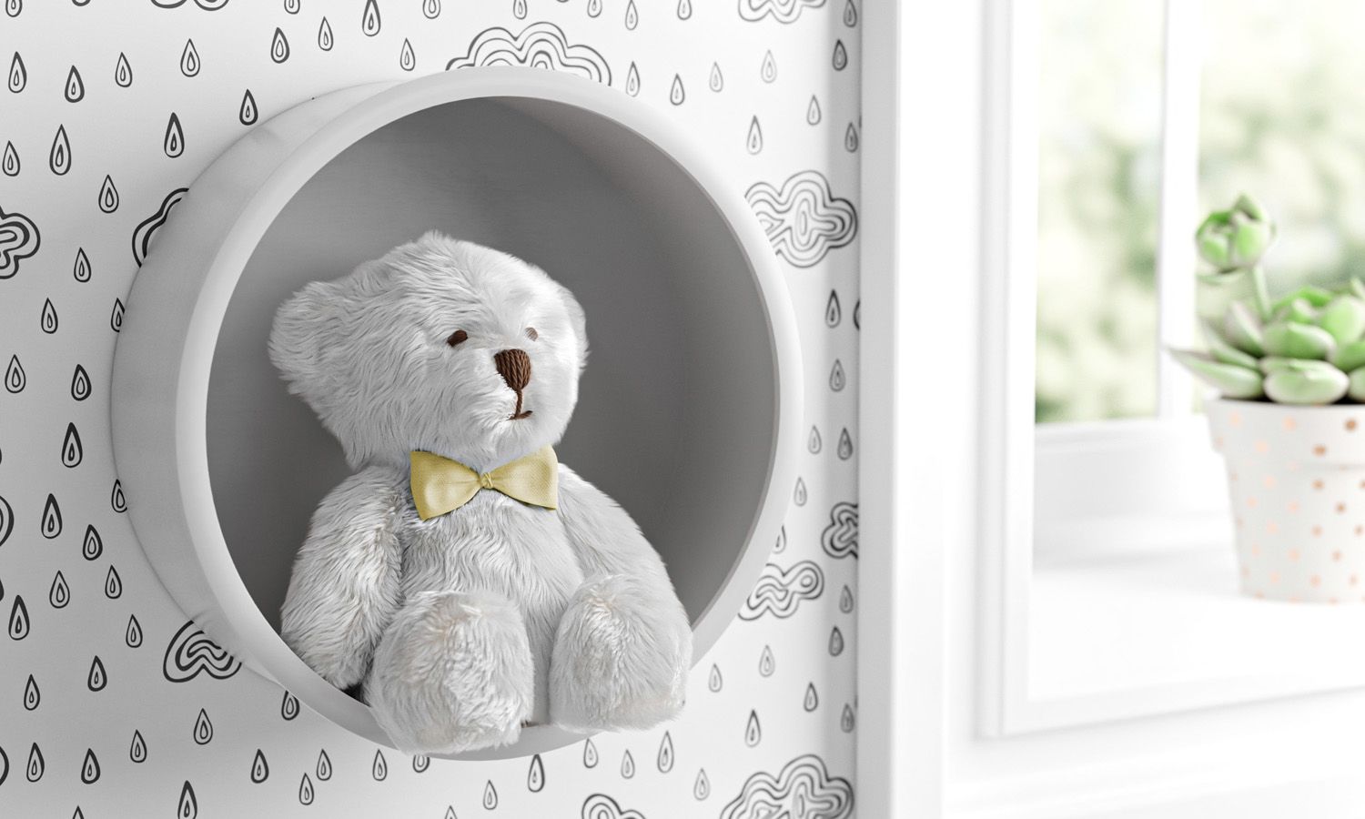 Nicho de Madeira Redondo Amarelo 30cm