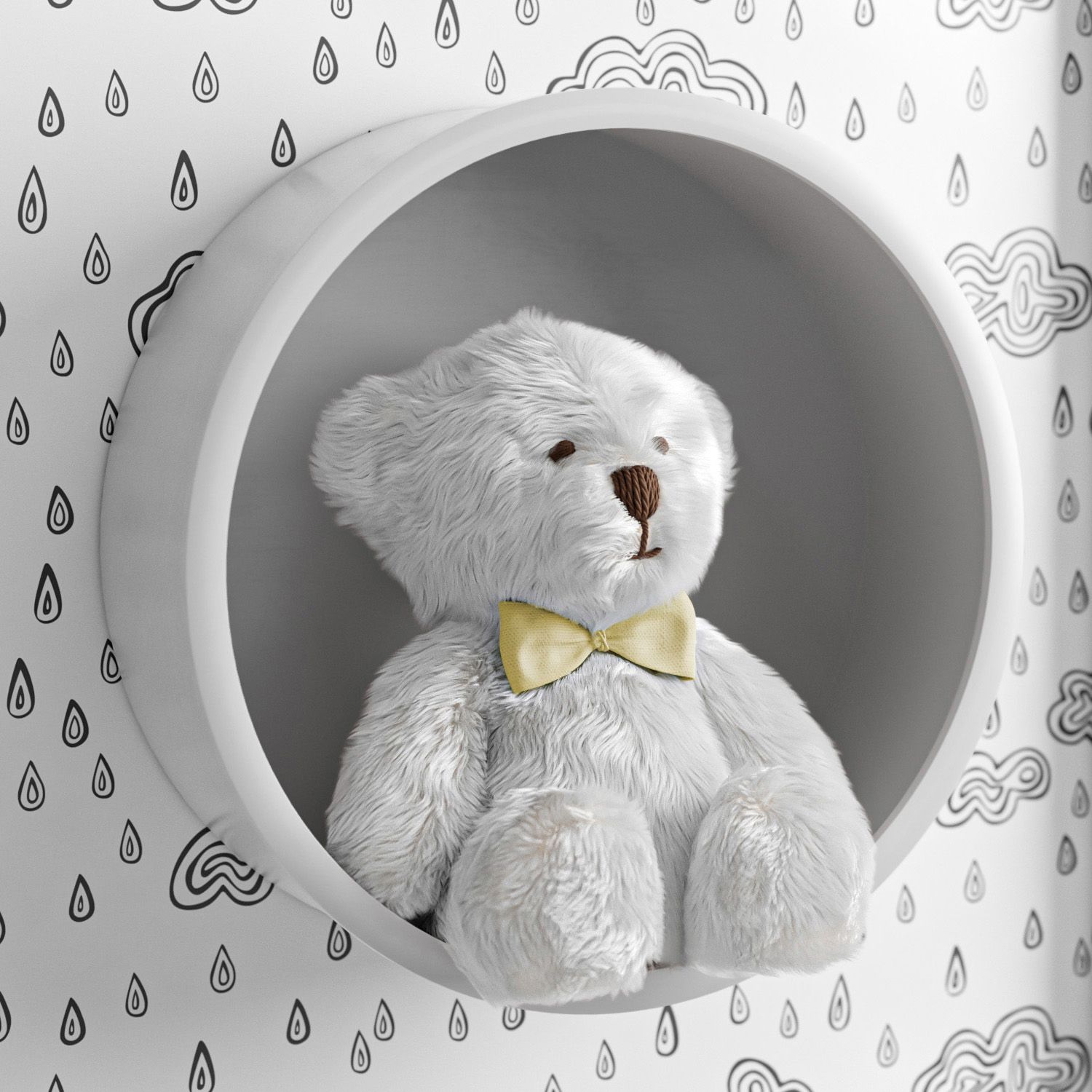 Nicho de Madeira Redondo Amarelo 30cm