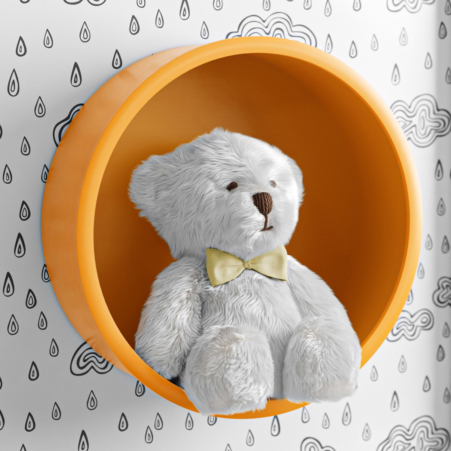 Nicho de Madeira Redondo Amarelo 30cm