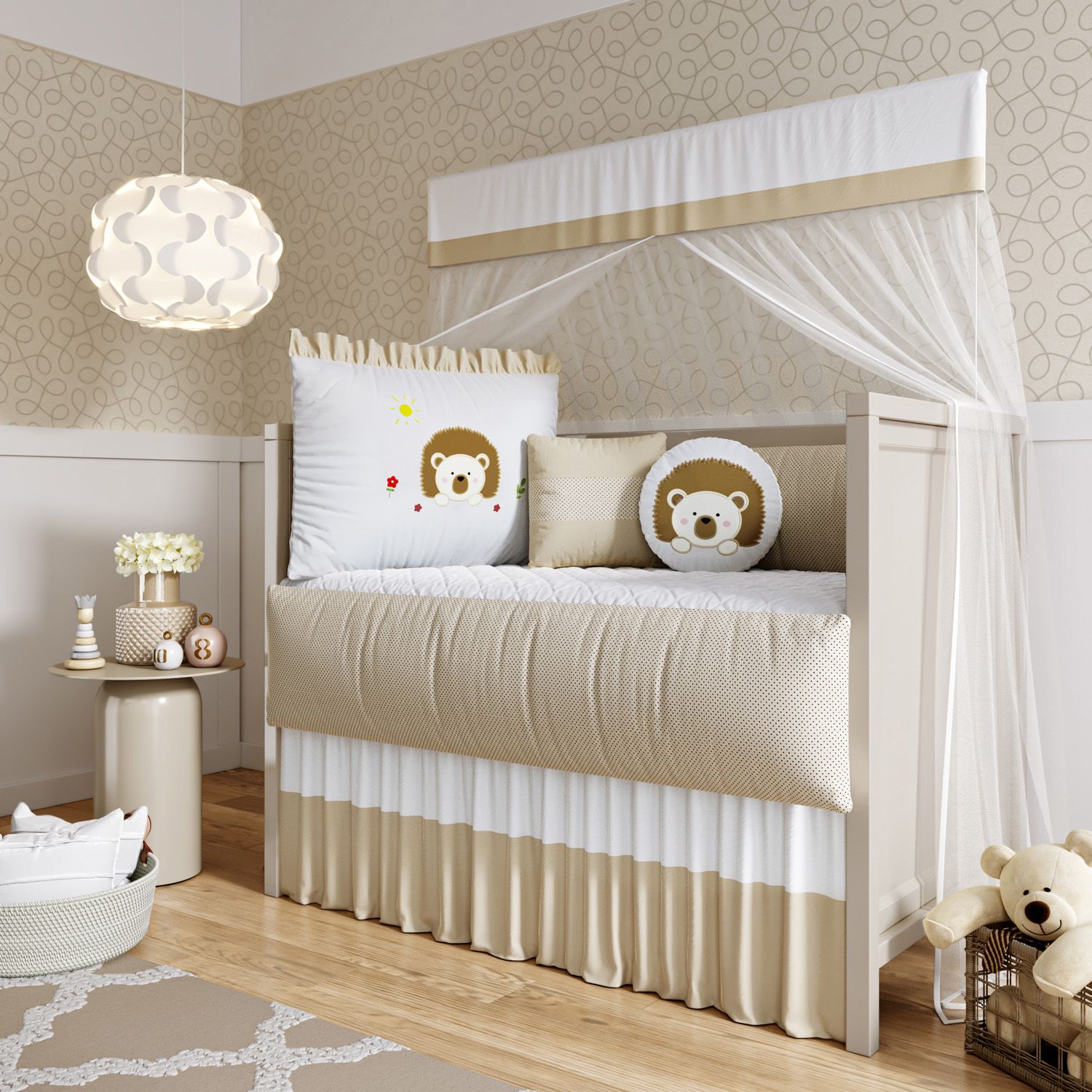 Kit Berço Dudu Porco Espinho Bege