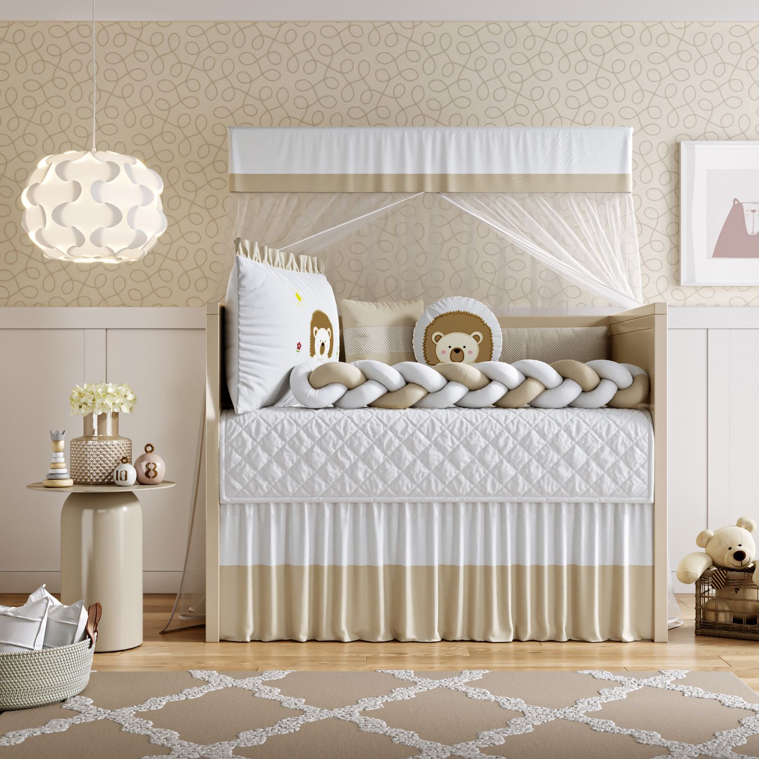 Kit Berço Trança Dudu Porco Espinho Bege