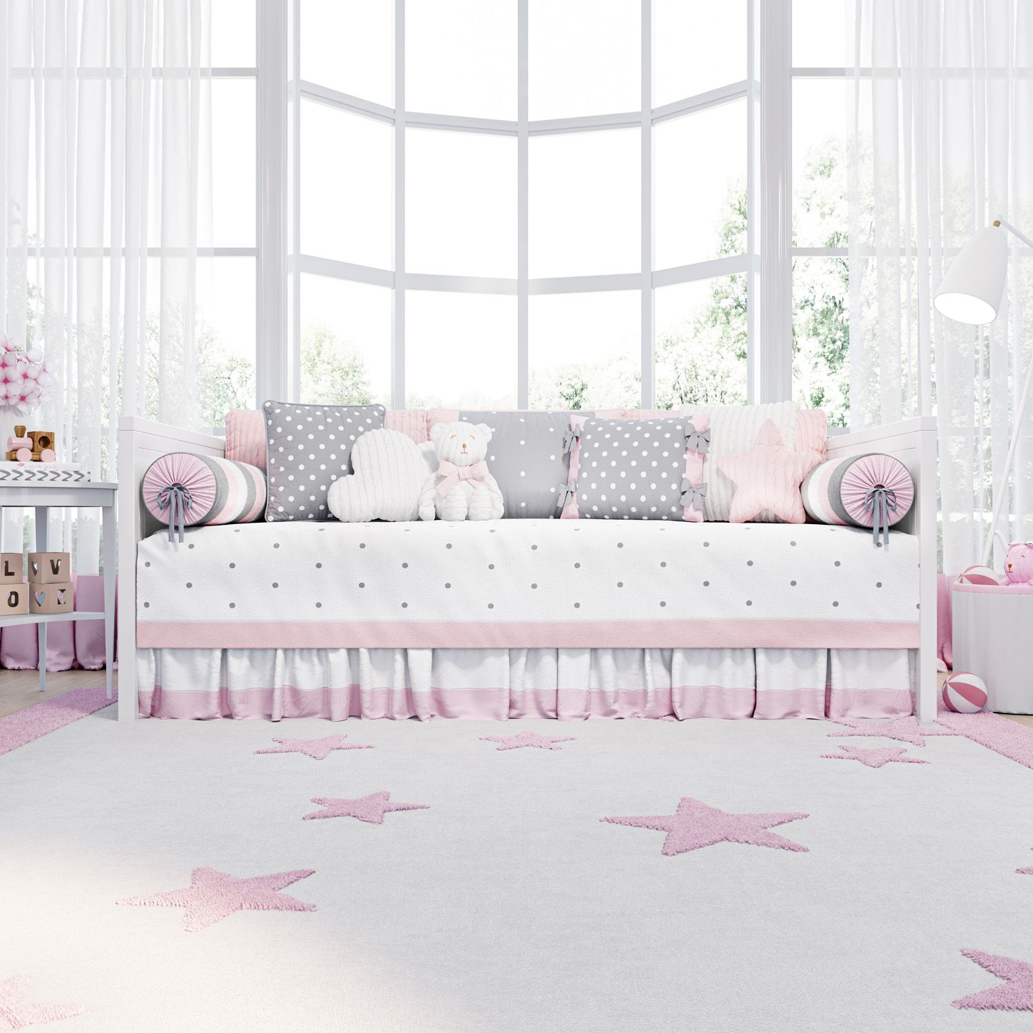 Manta Solteiro Tricot Poá Rosa 2,20M