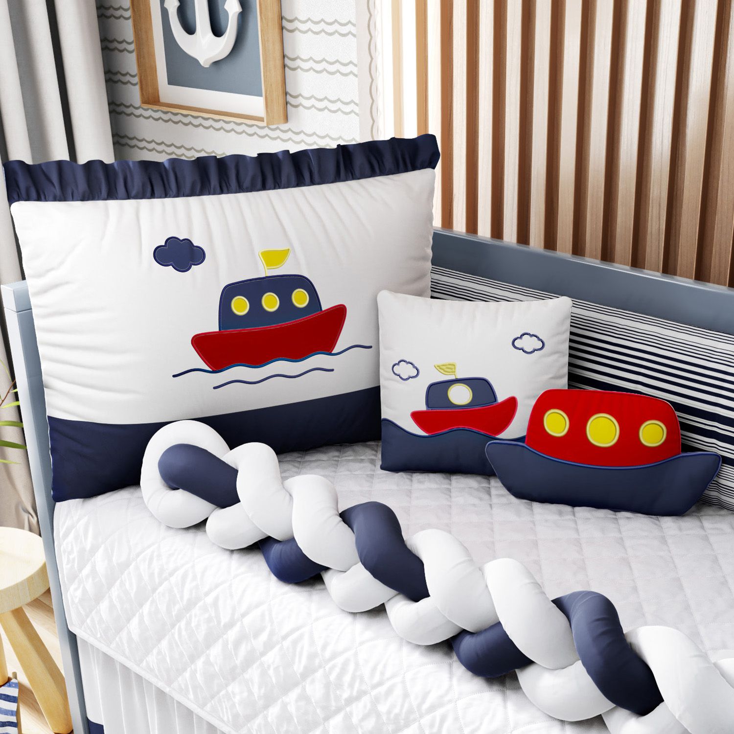 Kit Berço Trança Marinheiro Azul Marinho