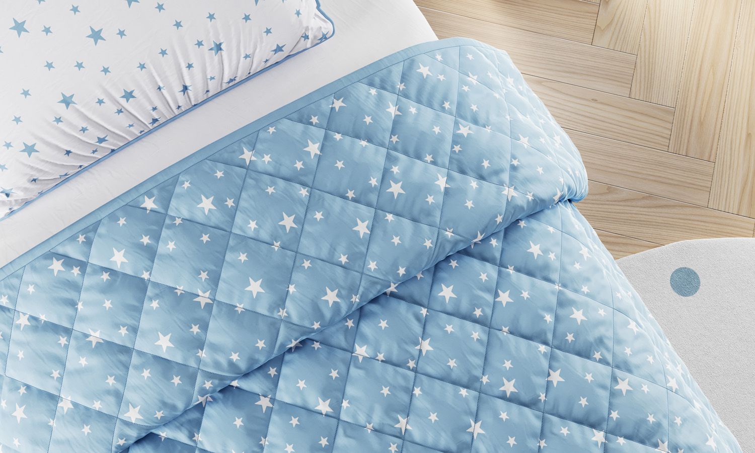 Kit Cama Infantil Solteiro Estrelinha Azul