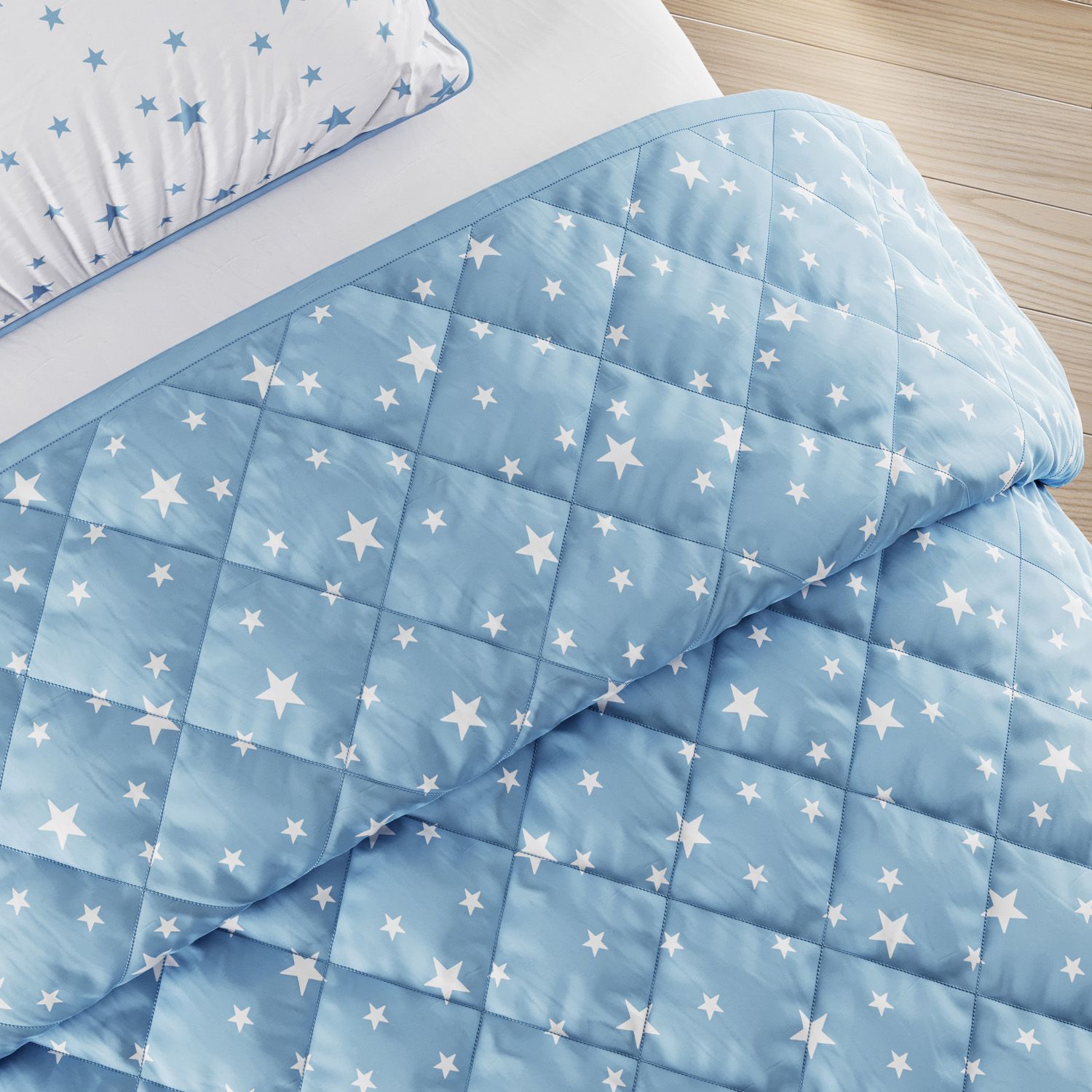 Edredom Infantil Solteiro Estrelinha Azul