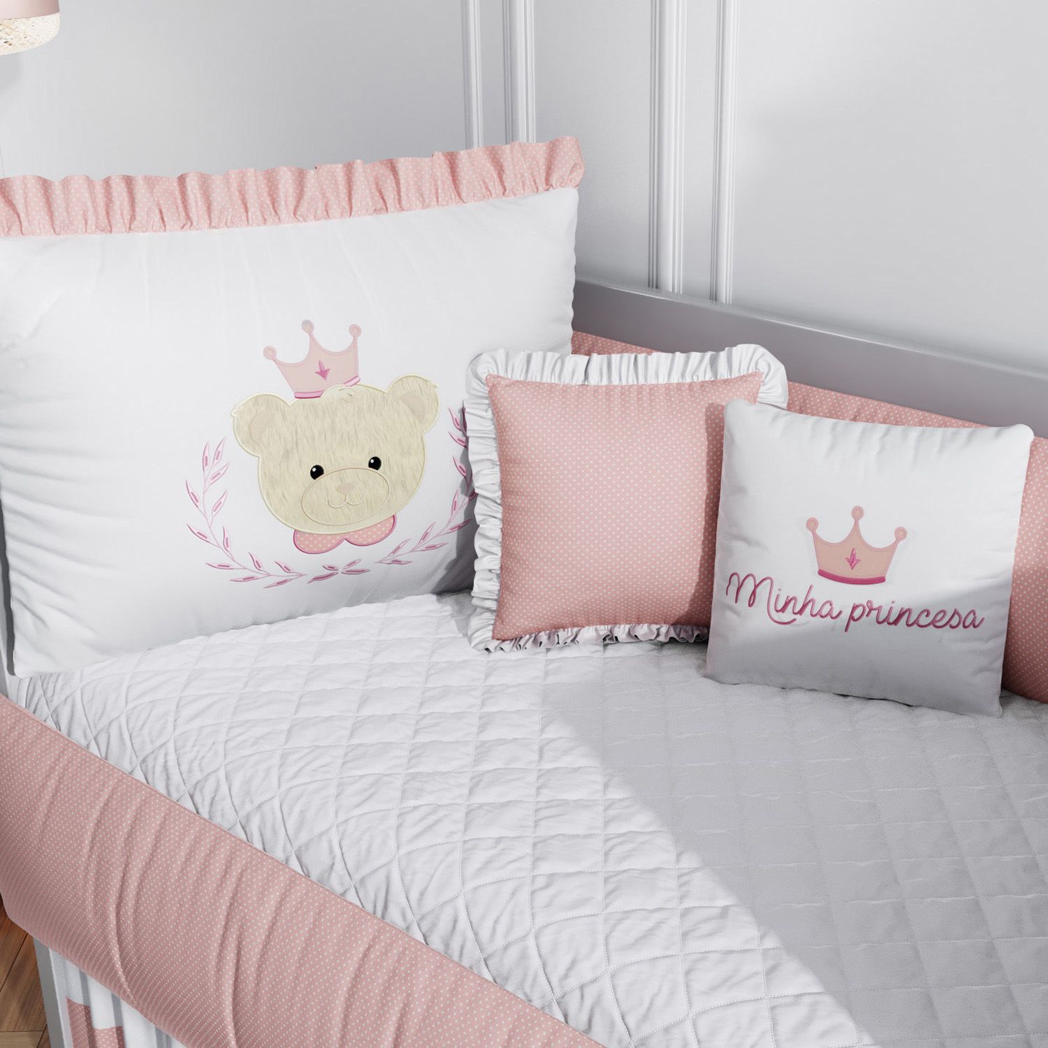 Kit Berço Princesa Ursinha Rosa