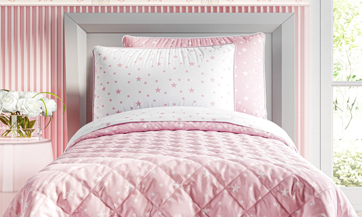 Kit Cama Infantil Solteiro Estrelinha Azul