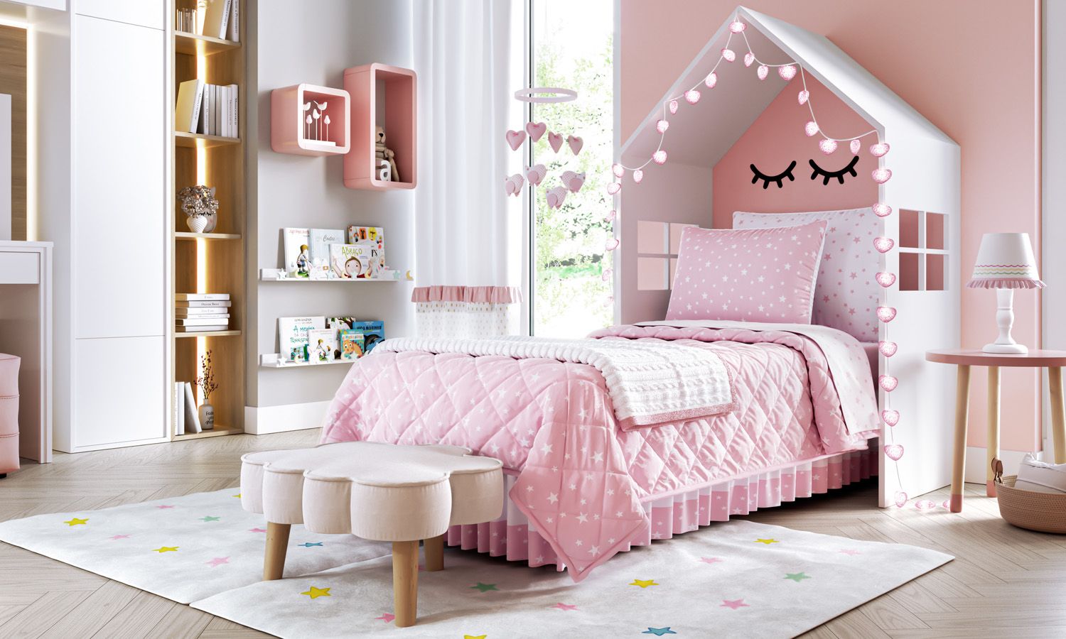 Kit Cama Infantil Solteiro Estrelinha Azul