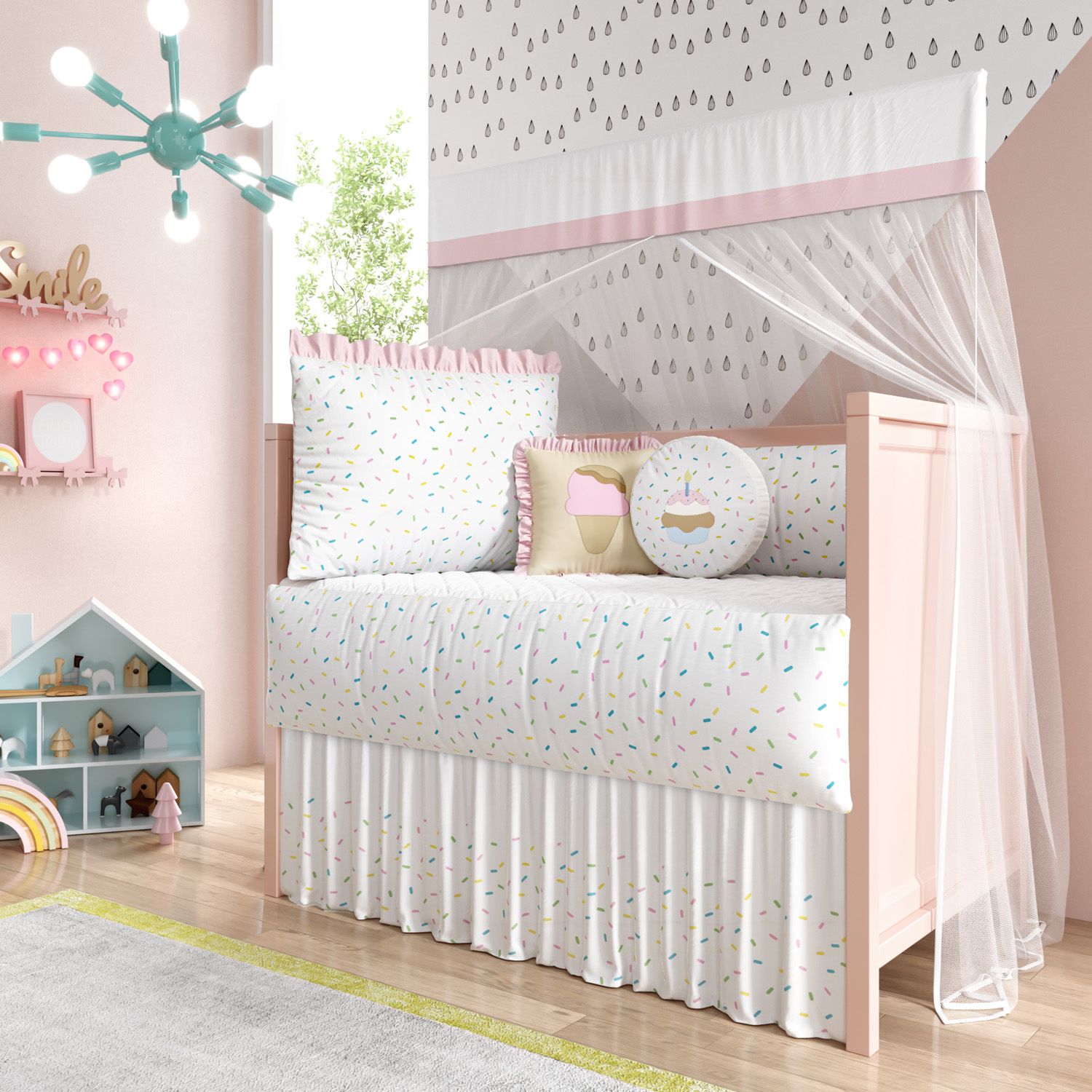 Kit Berço Doce Sonho Rosa